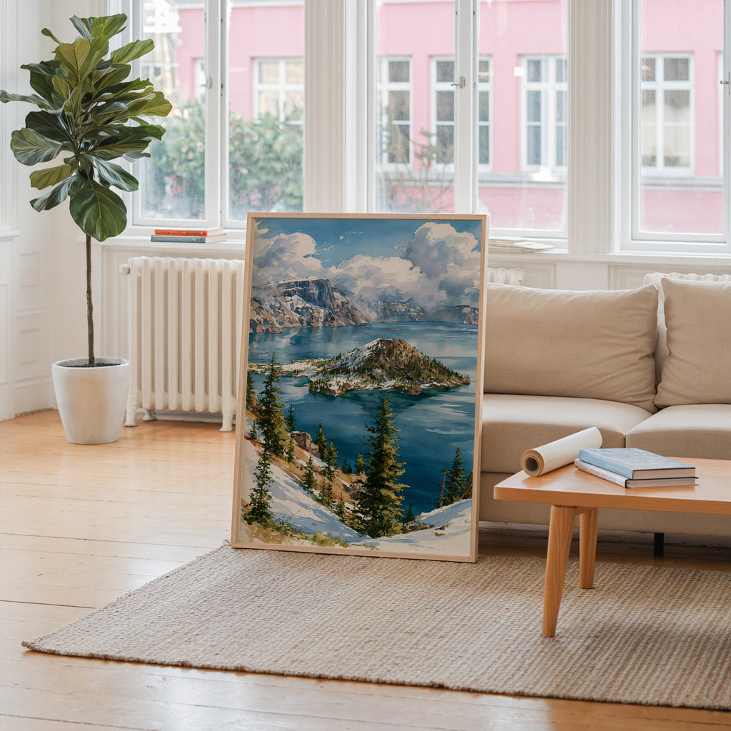 Crater Lake National Park Watercolor Art