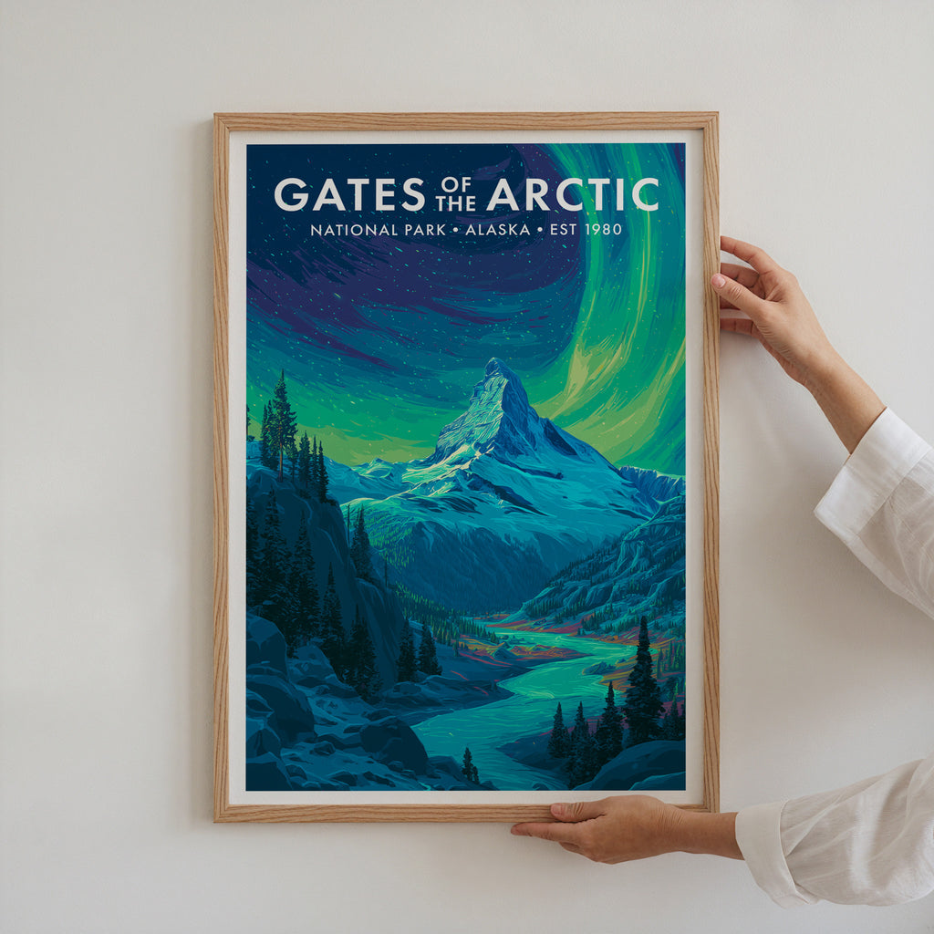 Retro Gates of the Arctic National Park Print