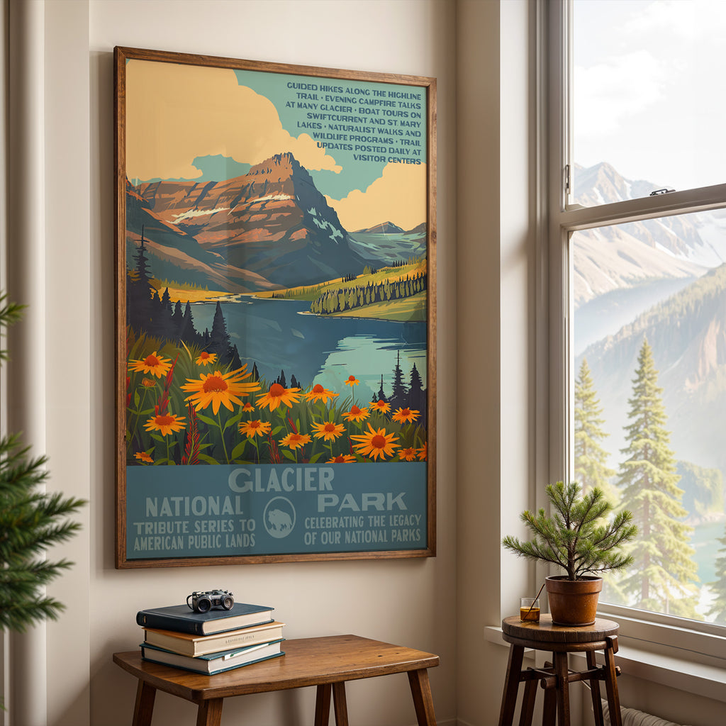Glacier National Park Vintage WPA Art