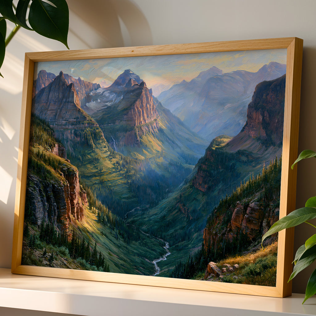 Glacier National Park Classical Oil Painting