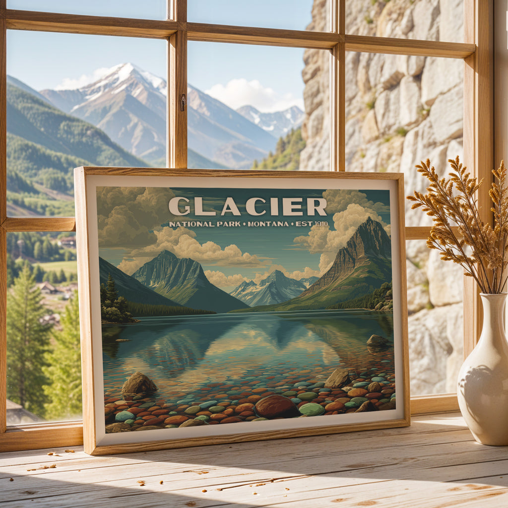Glacier National Park Horizontal Vintage Art
