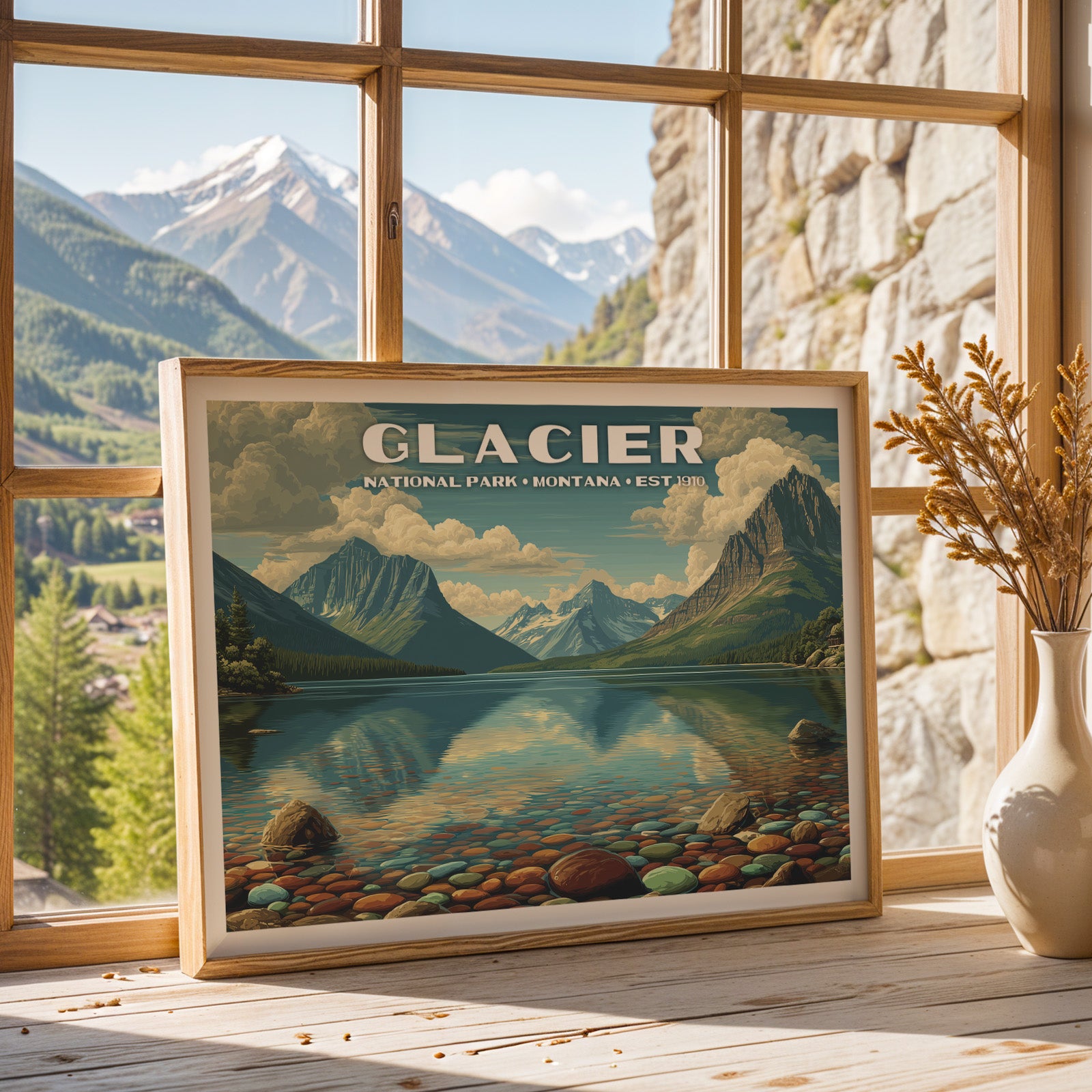 Glacier National Park Horizontal Vintage Art