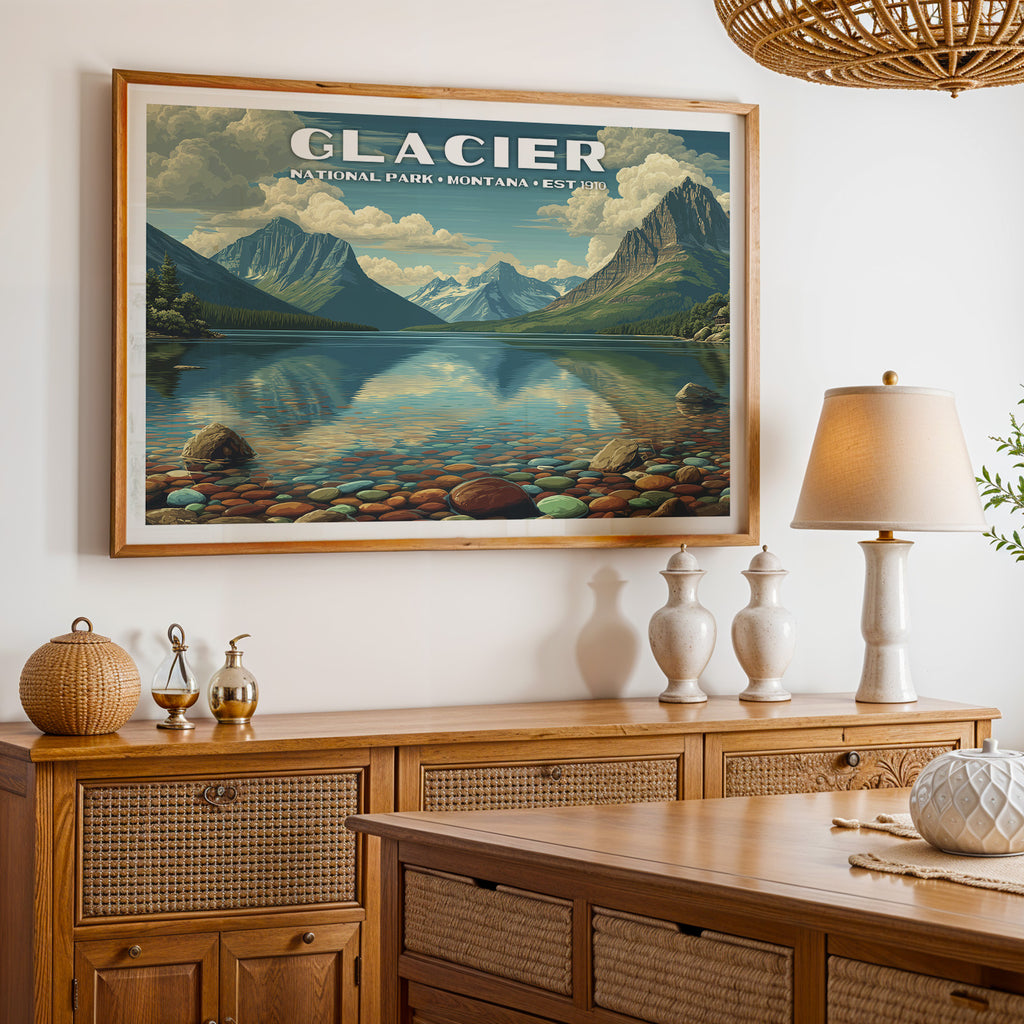 Glacier National Park Horizontal Vintage Art