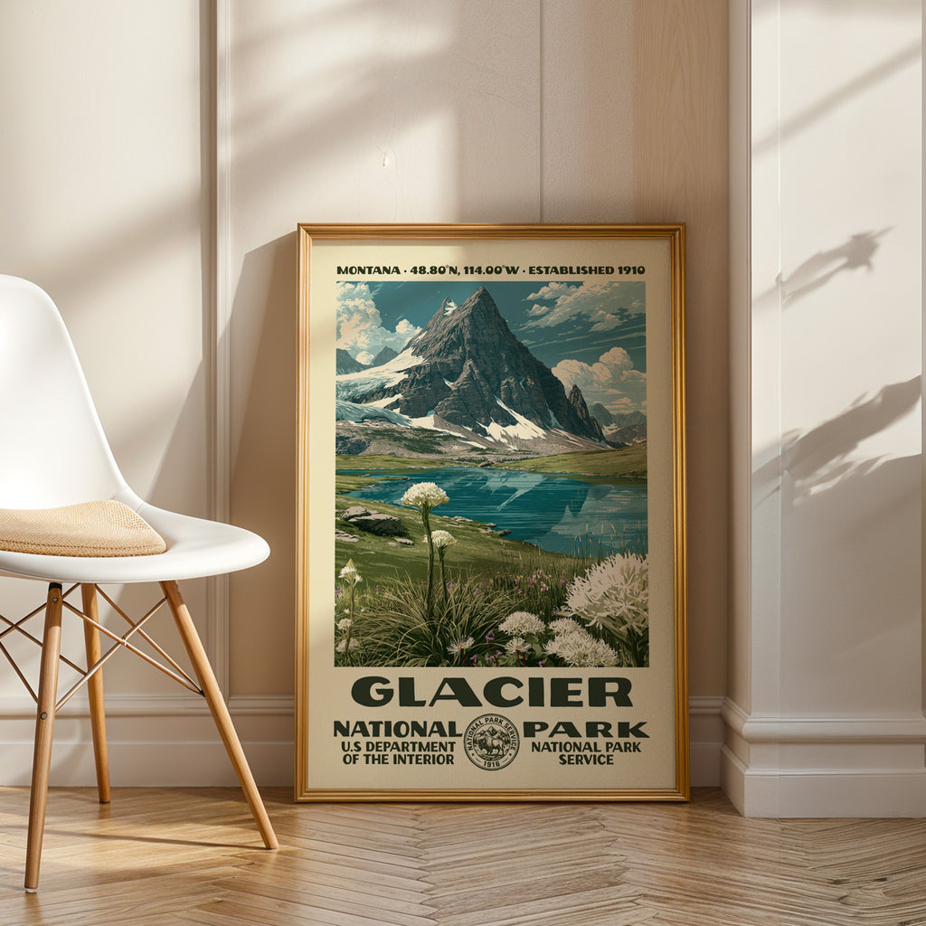 Glacier National Park Vintage WPA Art