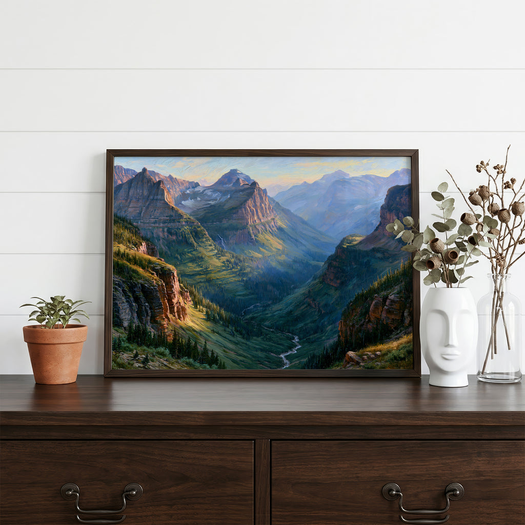 Glacier National Park Classical Oil Painting