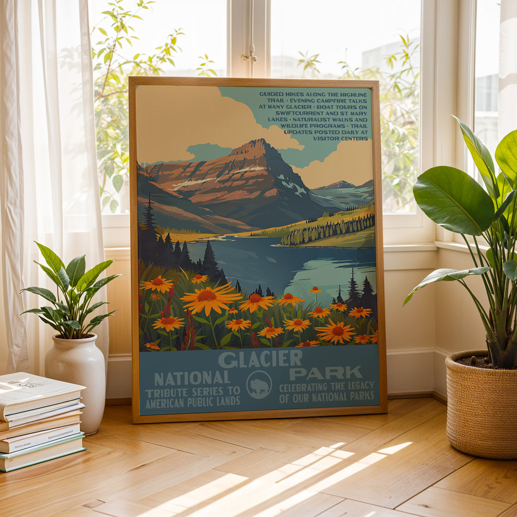 Glacier National Park Vintage WPA Art
