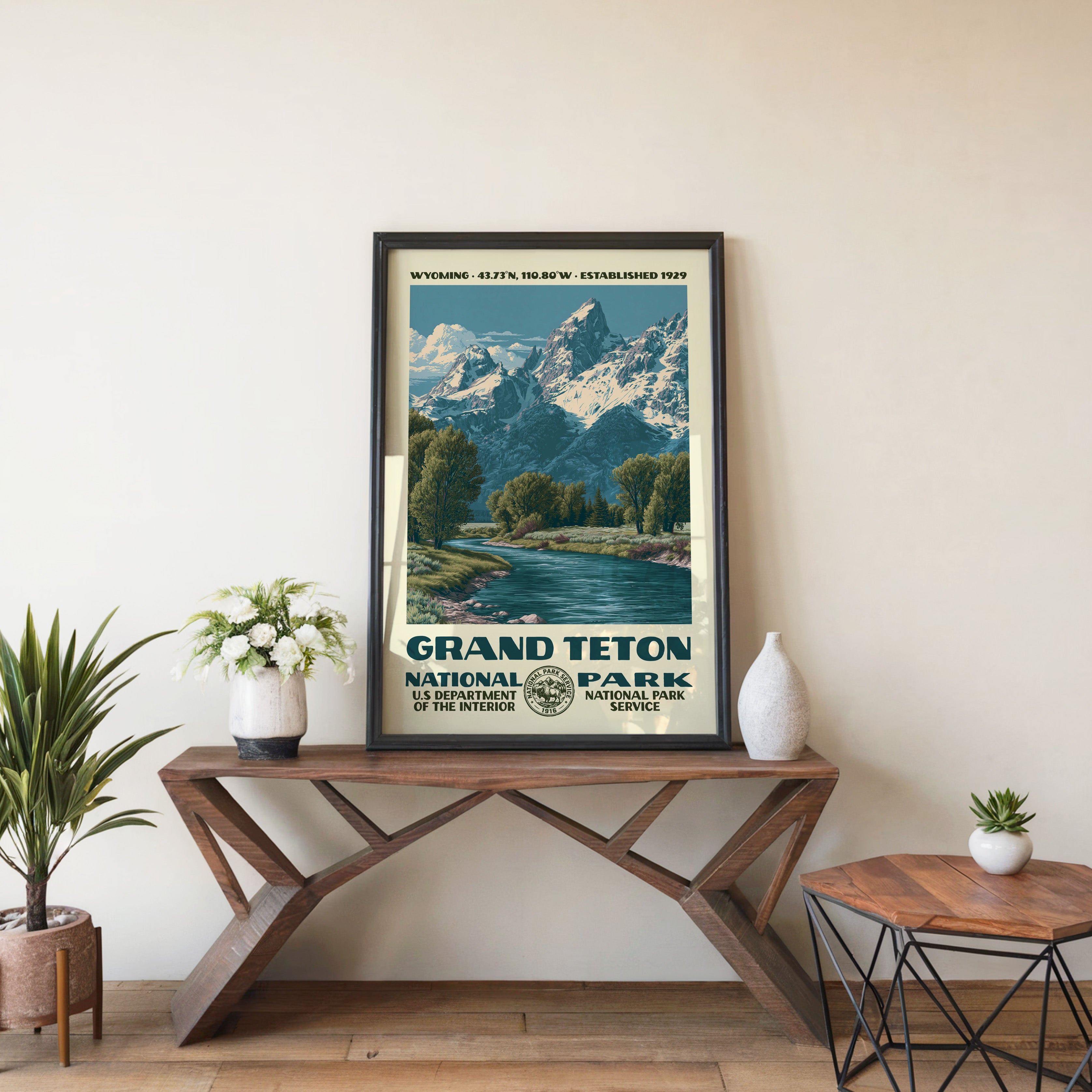 Grand Teton National Park Vintage WPA Art