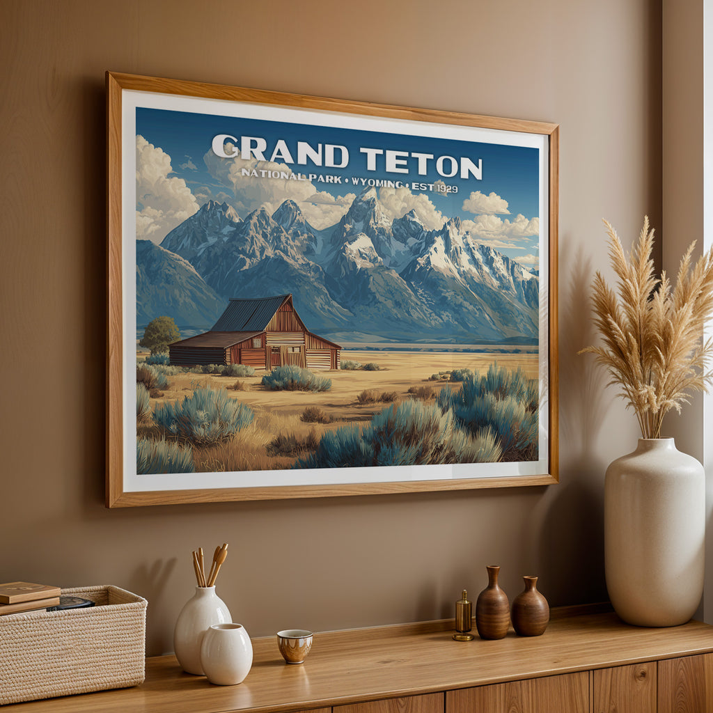 Grand Teton National Park Horizontal Vintage Art
