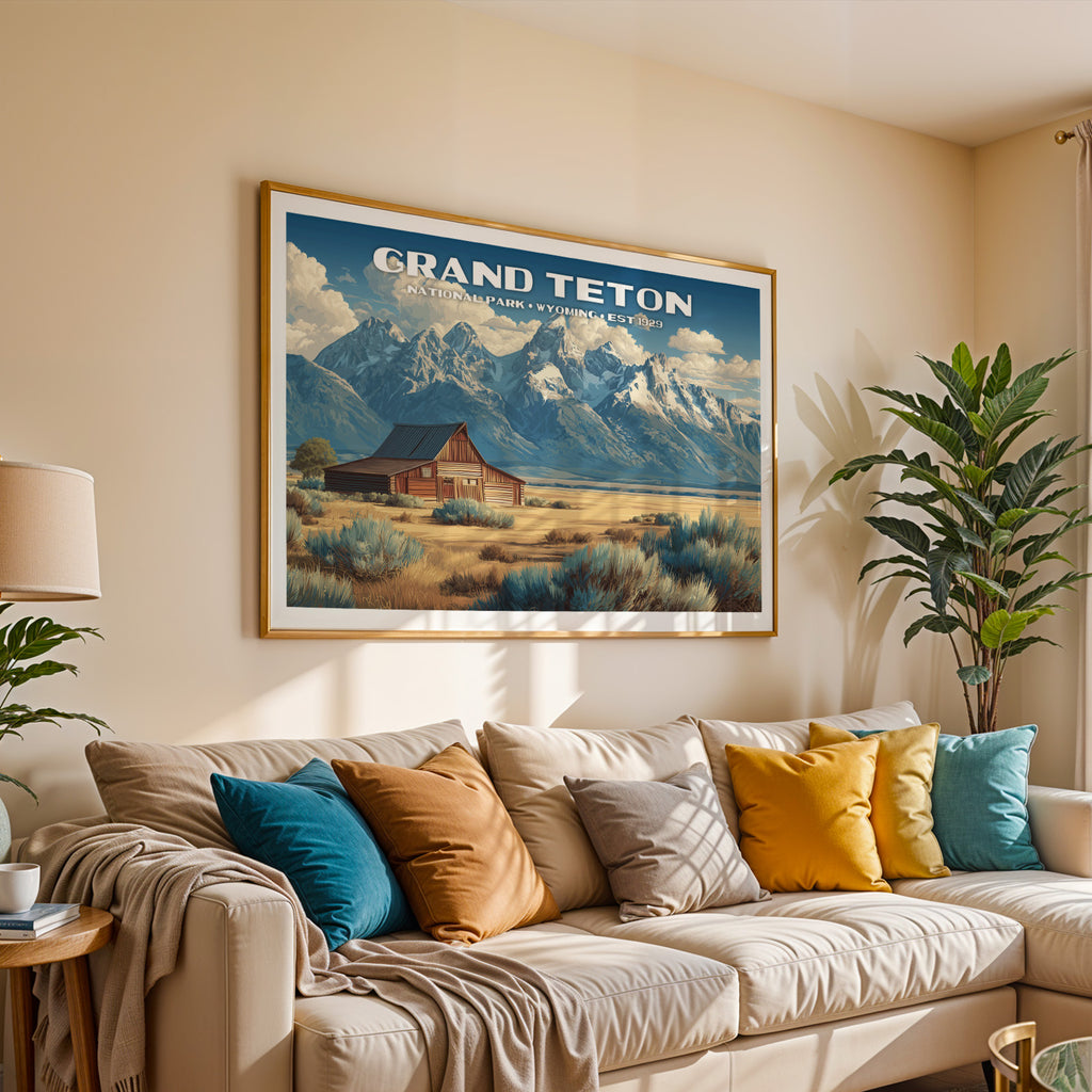 Grand Teton National Park Horizontal Vintage Art