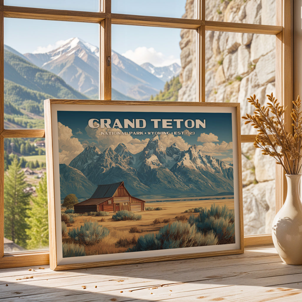 Grand Teton National Park Horizontal Vintage Art