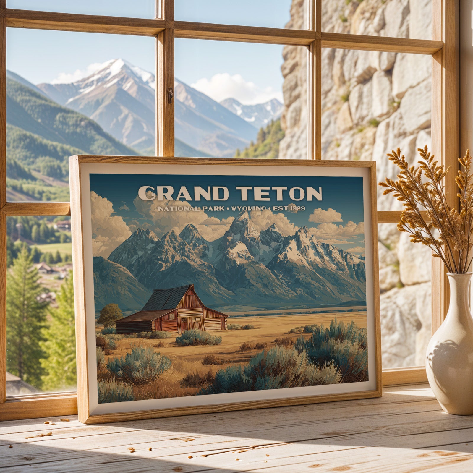 Grand Teton National Park Horizontal Vintage Art