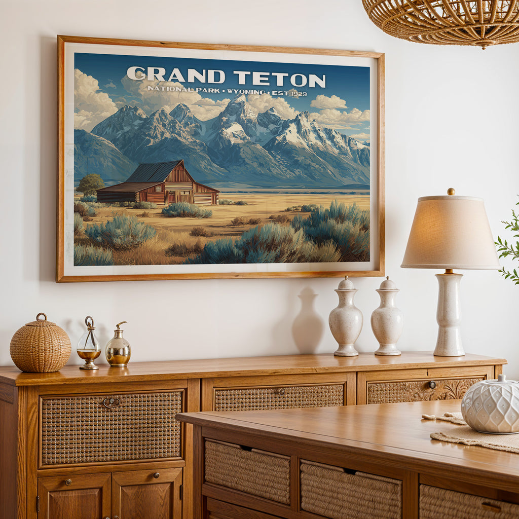 Grand Teton National Park Horizontal Vintage Art