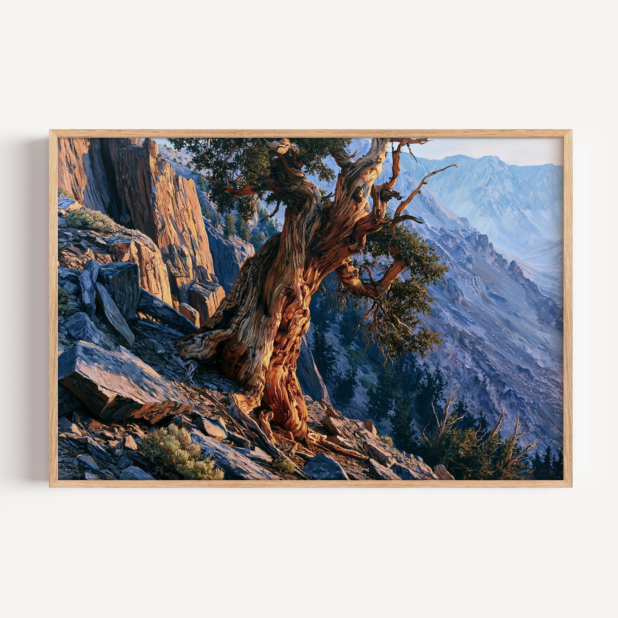 Great Basin National Park classical oil painting print in an oak frame: an ancient bristlecone pine