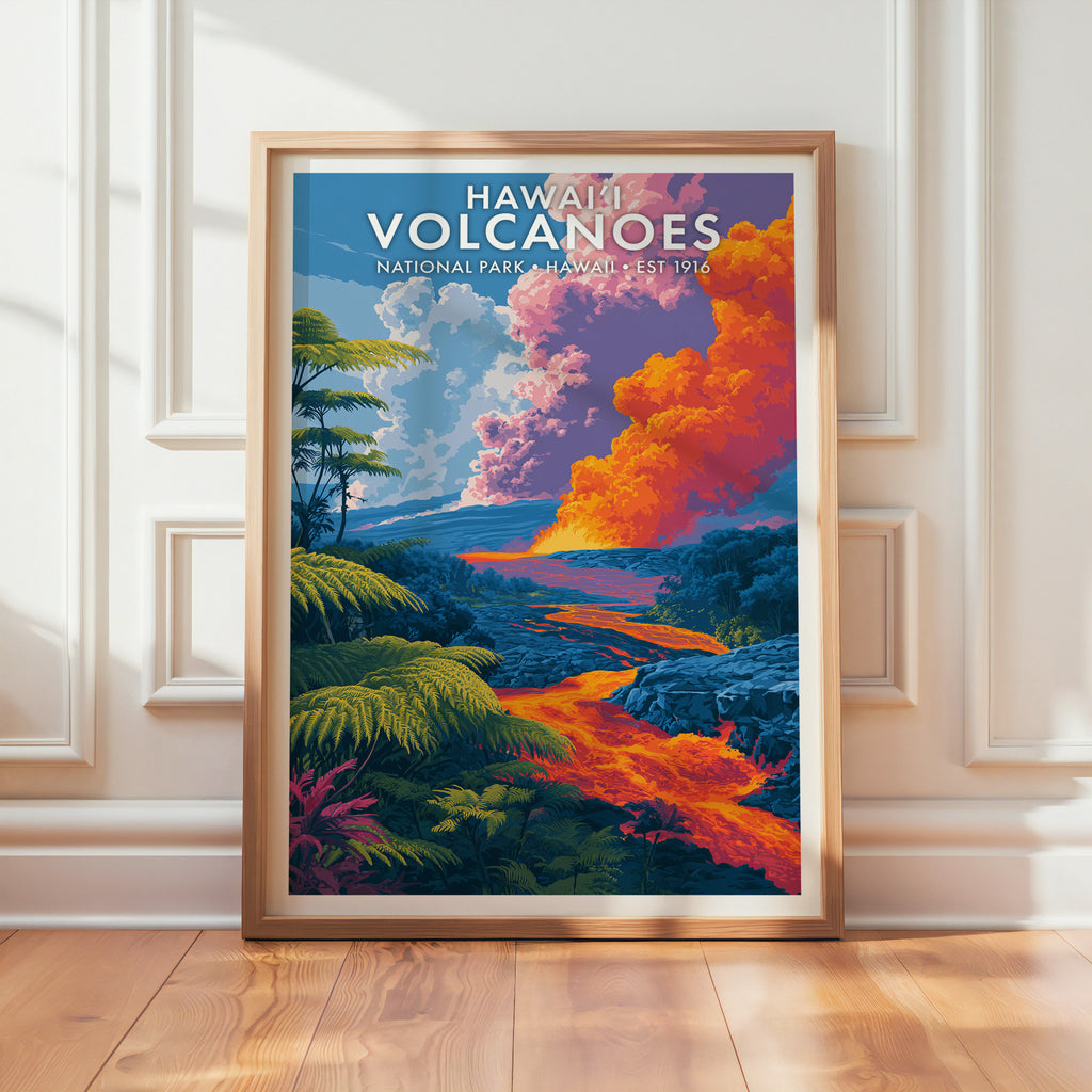 Retro Hawaiʻi Volcanoes National Park Print