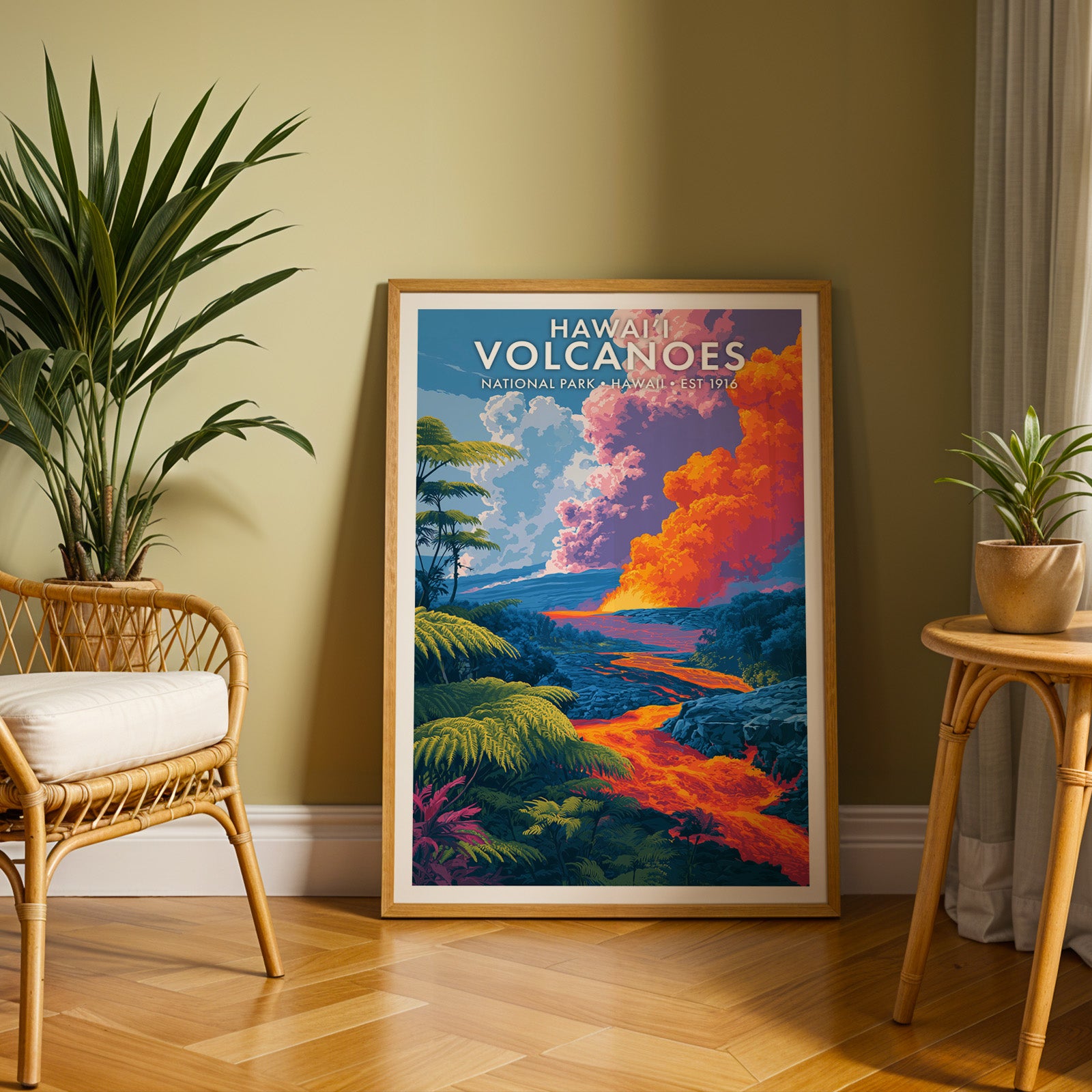 Retro Hawaiʻi Volcanoes National Park Print