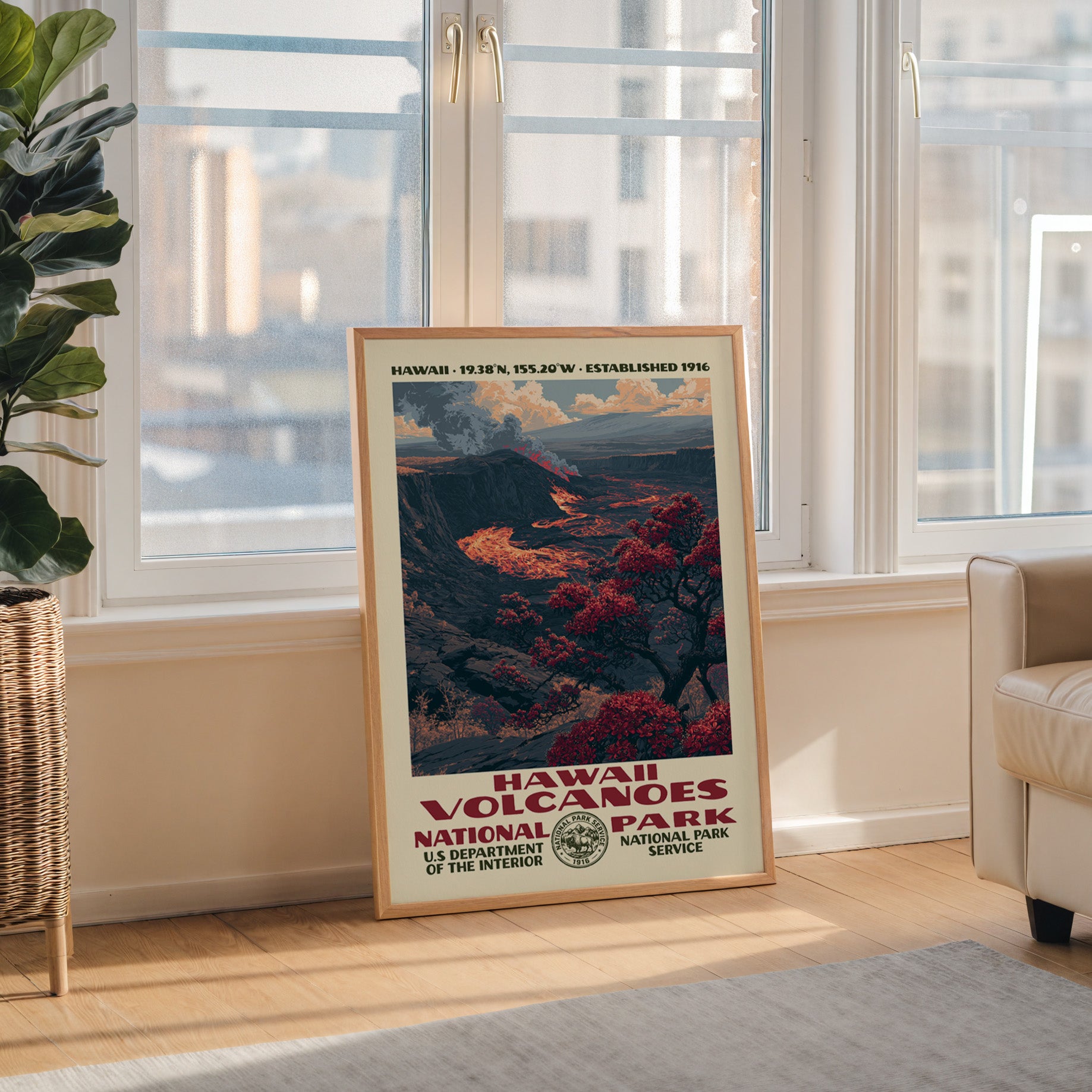 Hawaiʻi Volcanoes National Park Vintage WPA Art