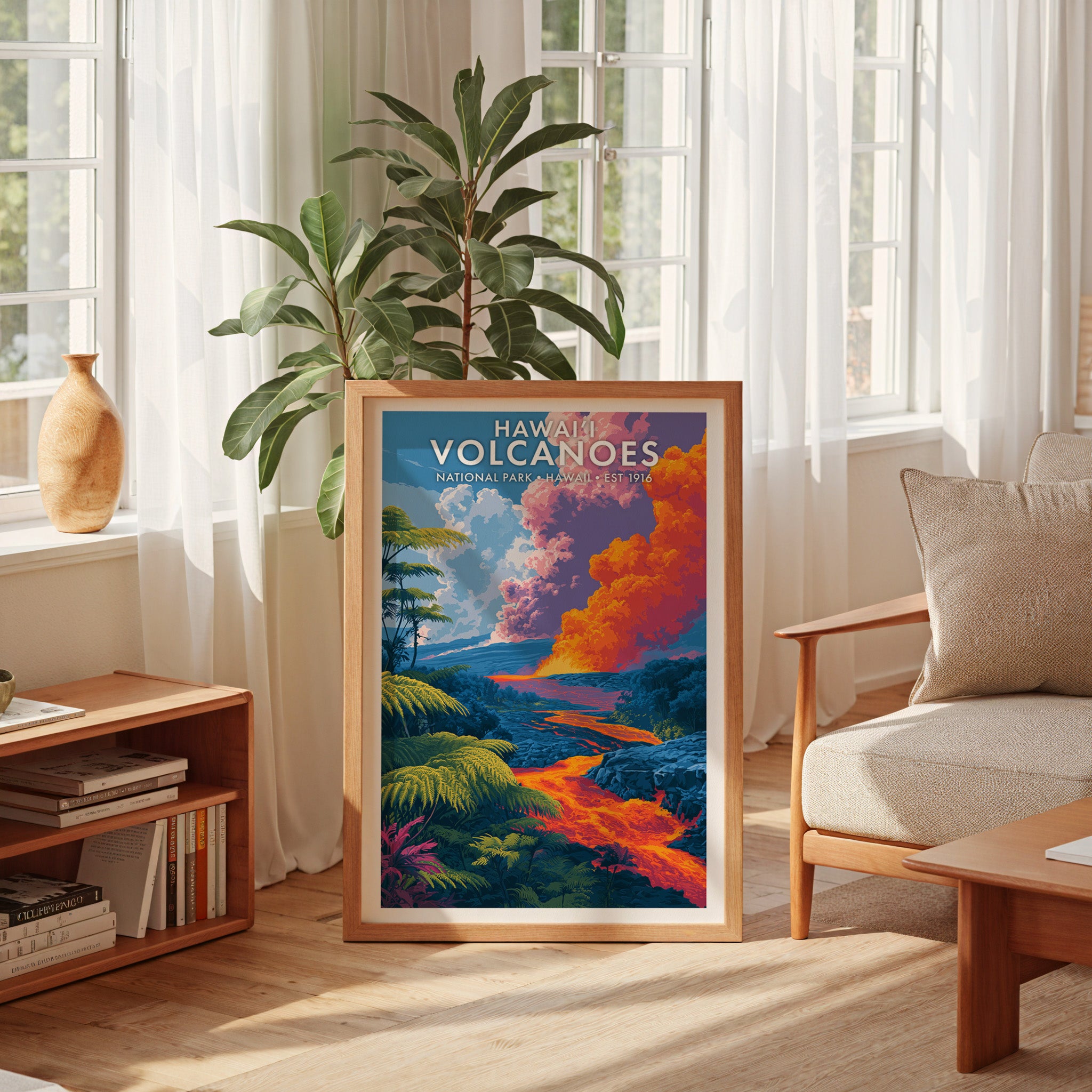 Retro Hawaiʻi Volcanoes National Park Print