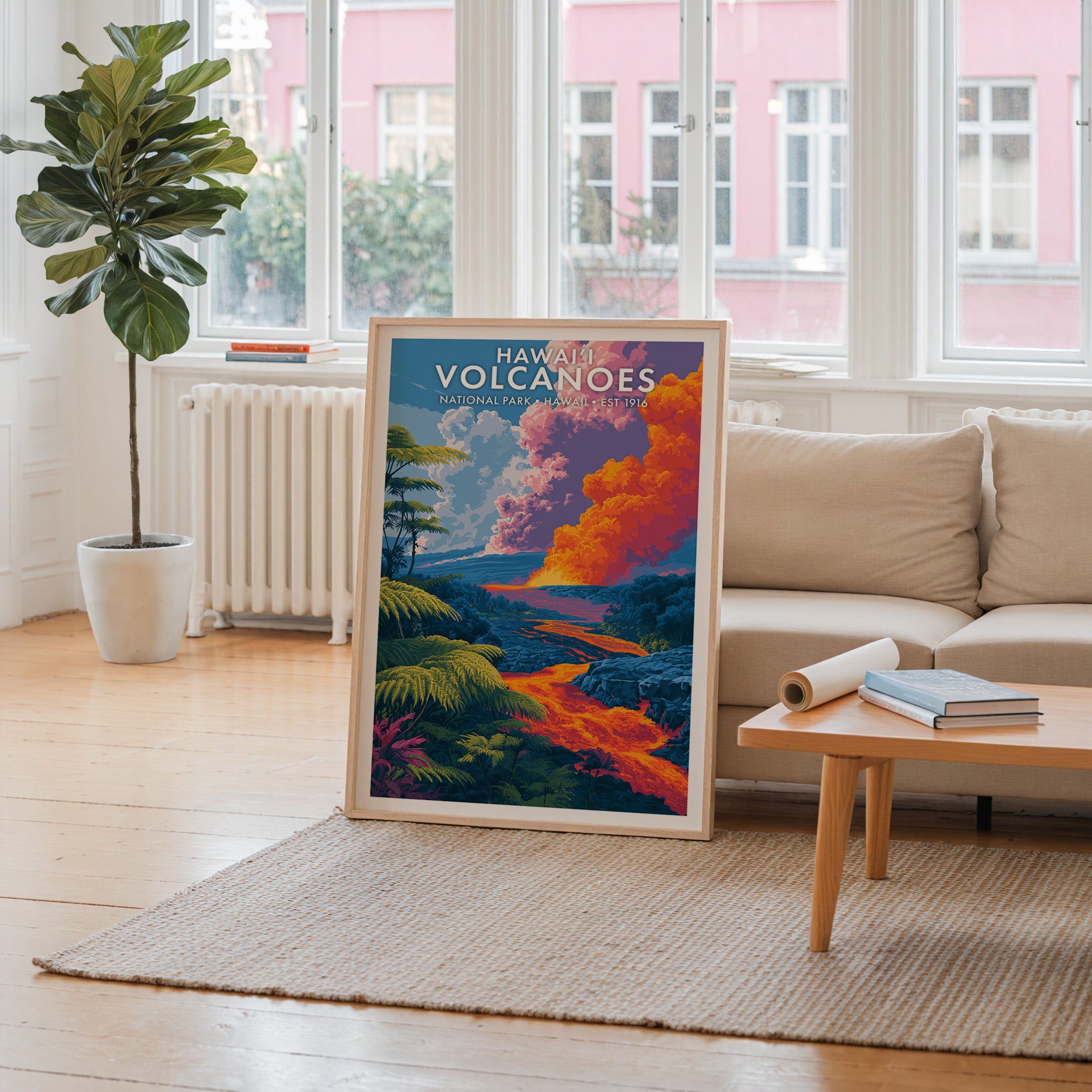 Retro Hawaiʻi Volcanoes National Park Print
