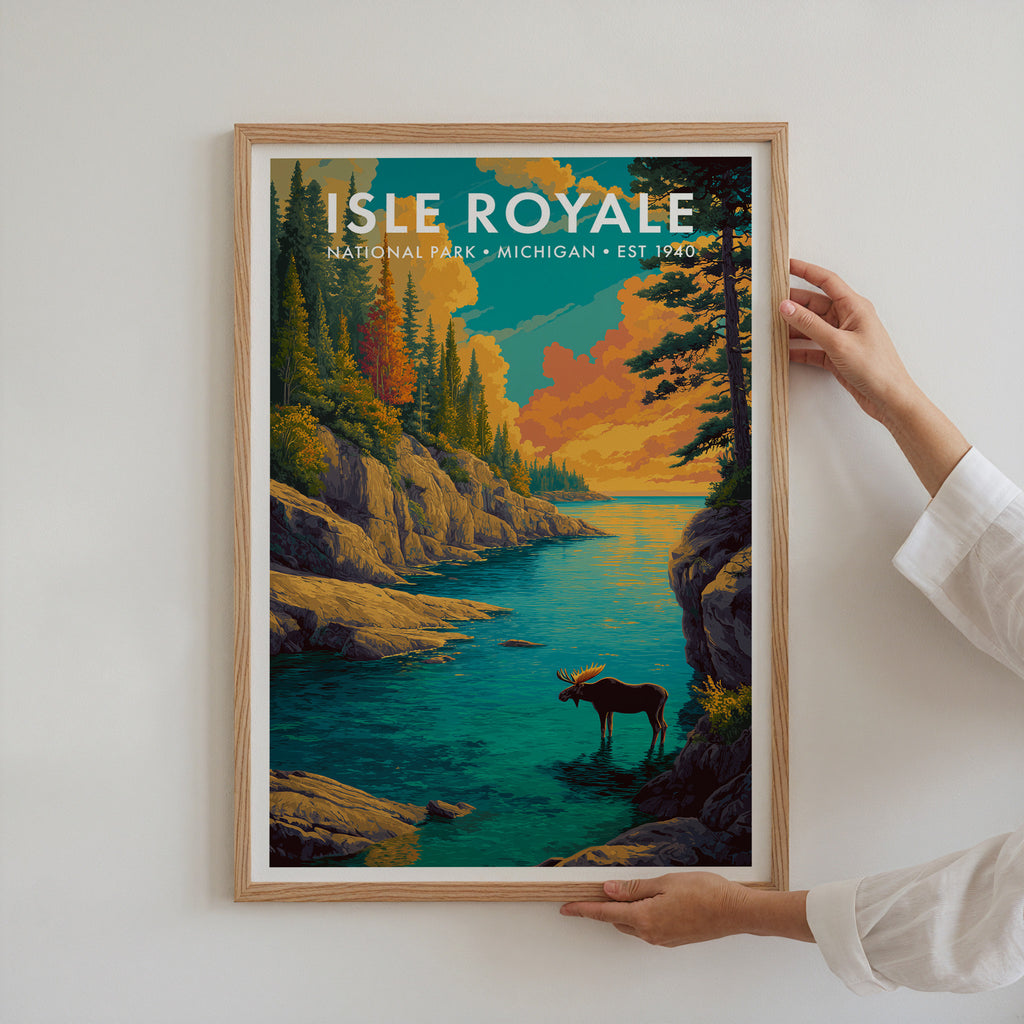 Retro Isle Royale National Park Print