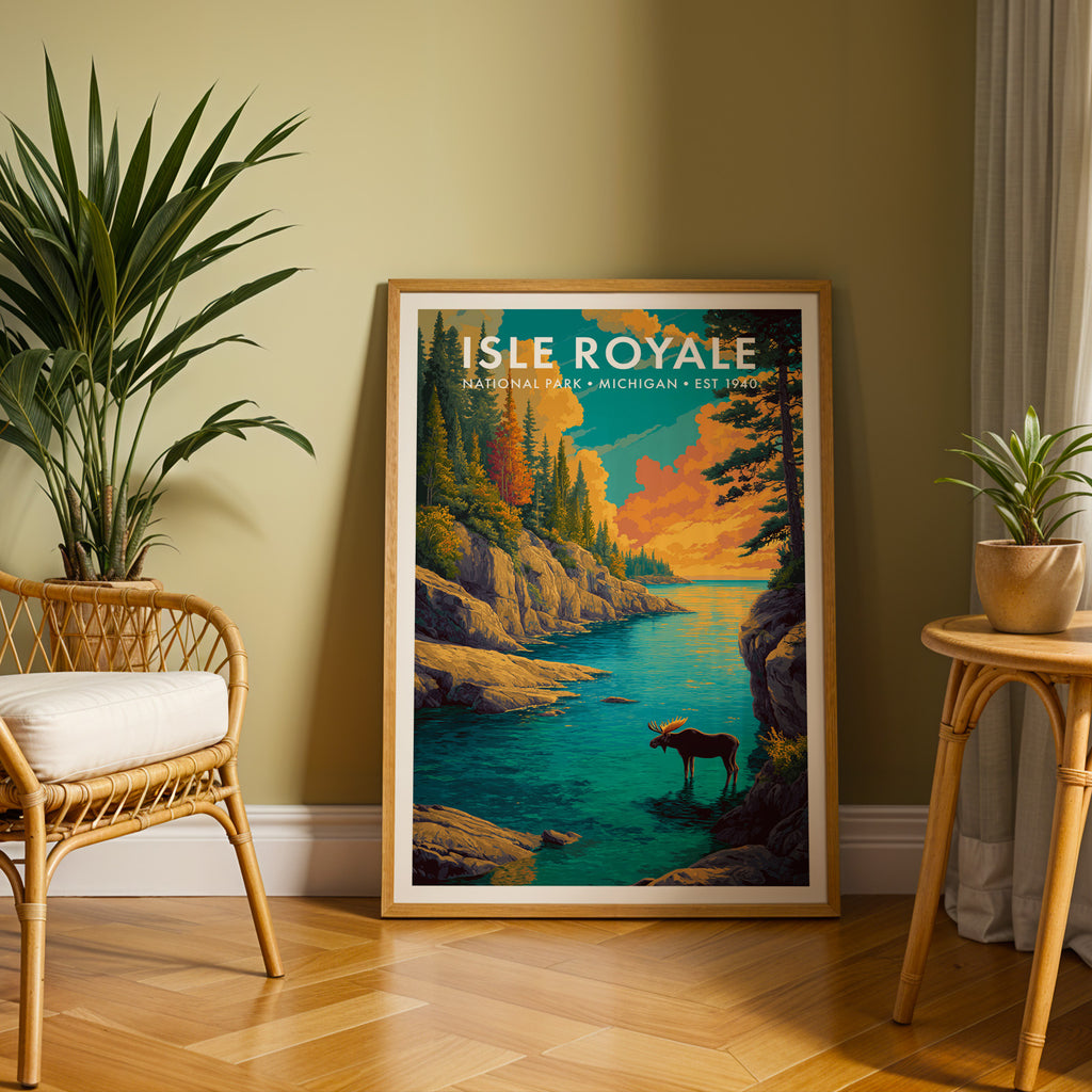 Retro Isle Royale National Park Print