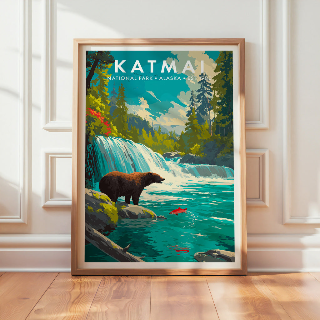 Retro Katmai National Park Print