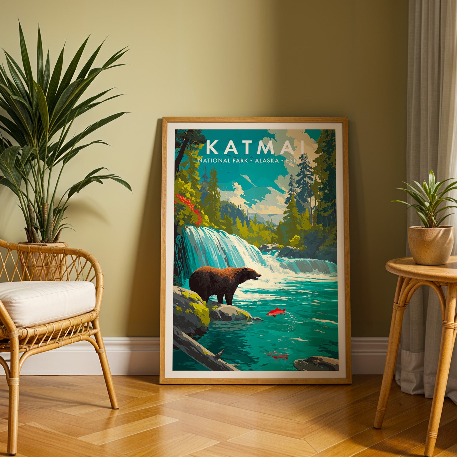 Retro Katmai National Park Print
