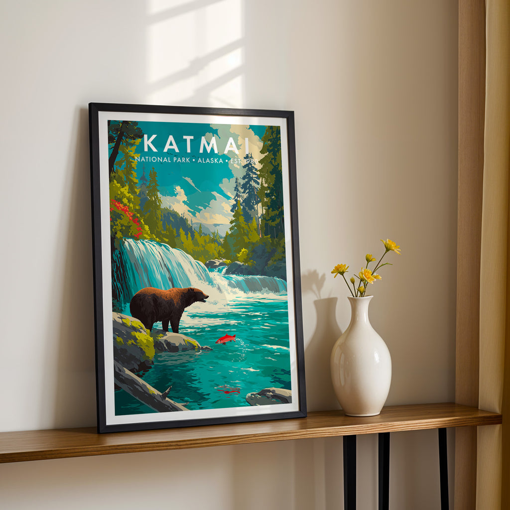 Retro Katmai National Park Print
