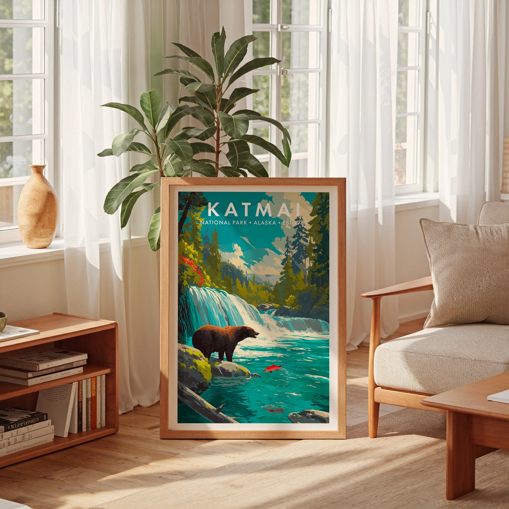 Retro Katmai National Park Print