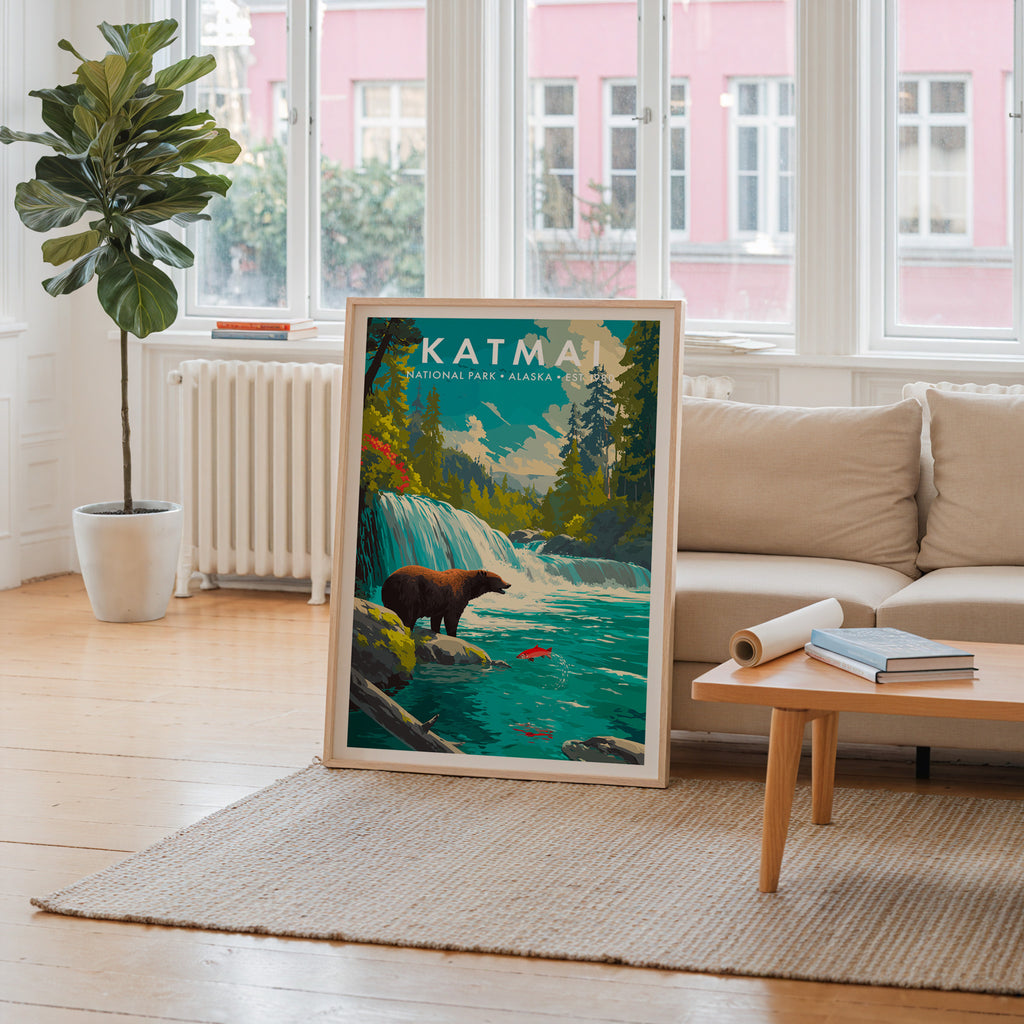 Retro Katmai National Park Print
