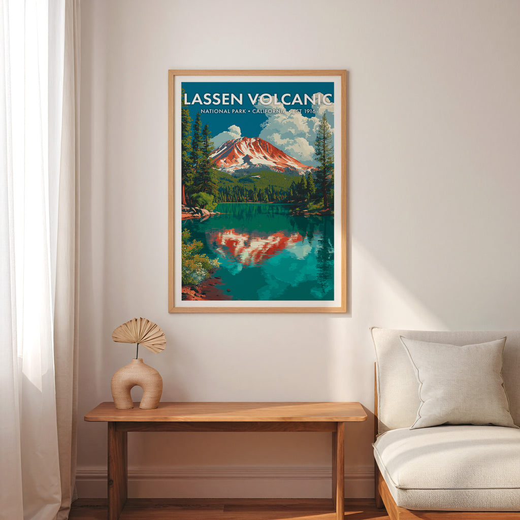Retro Lassen Volcanic National Park Print