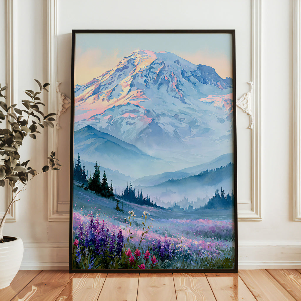 Mount Rainier National Park Watercolor Art