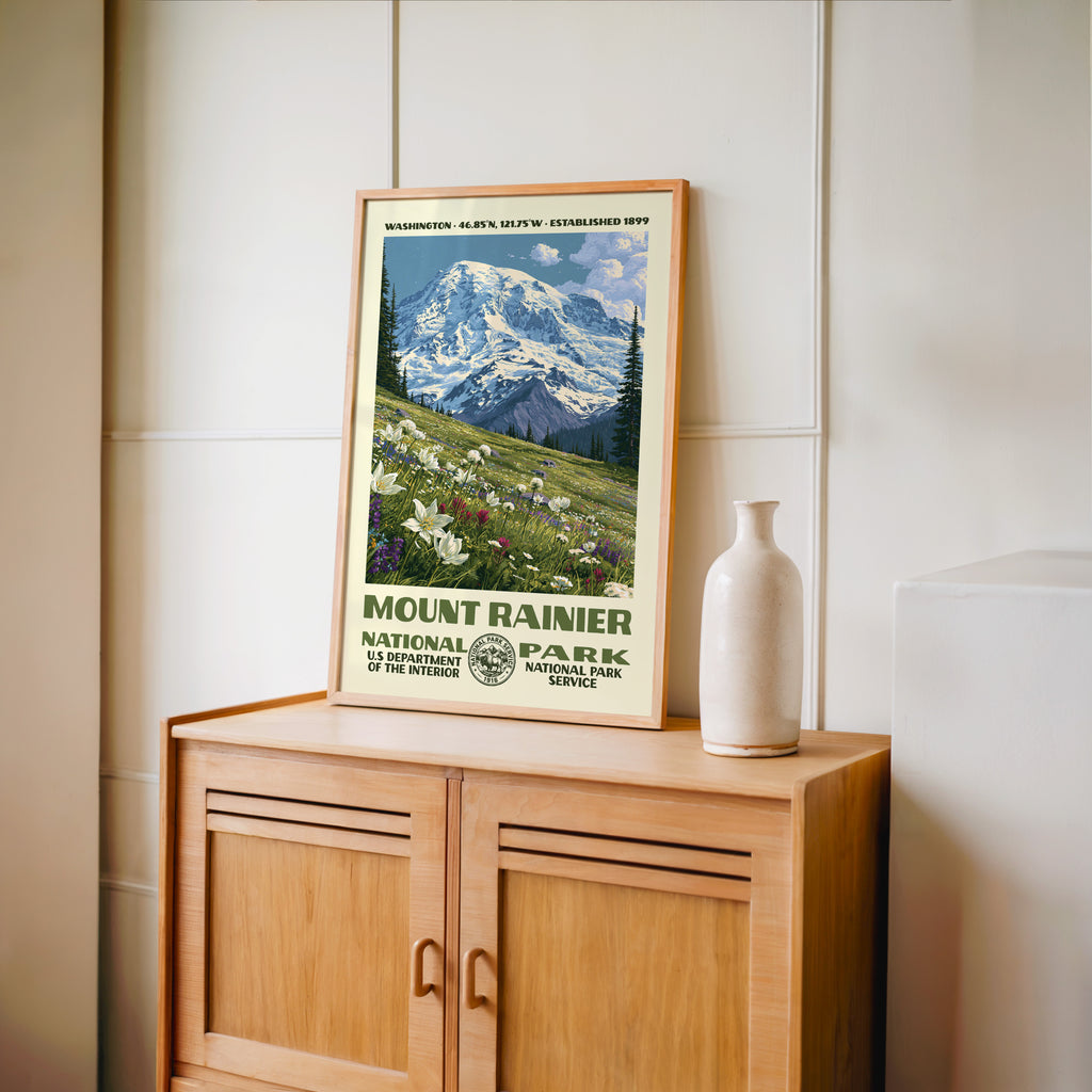 Mount Rainier National Park Vintage WPA Art