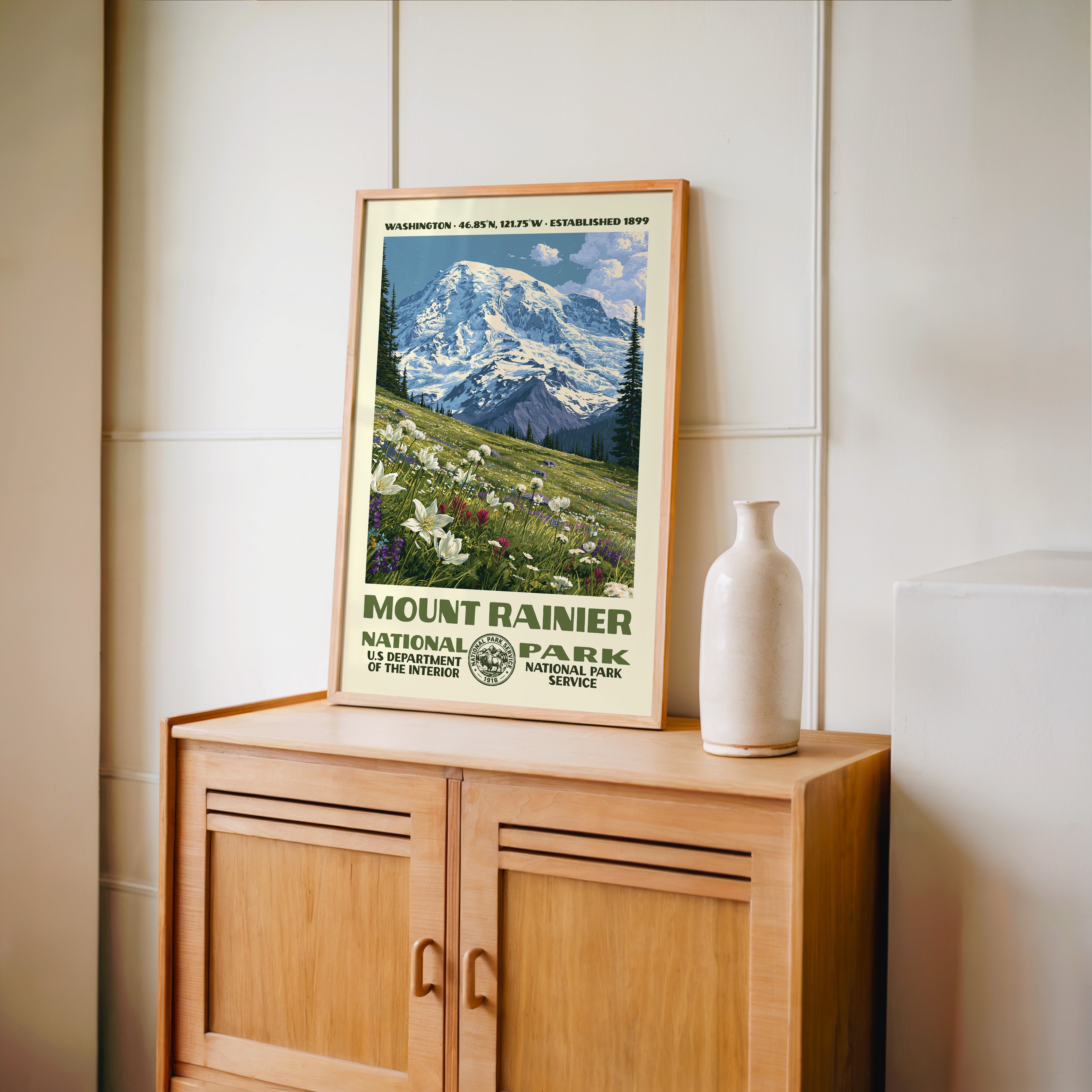 Mount Rainier National Park Vintage WPA Art