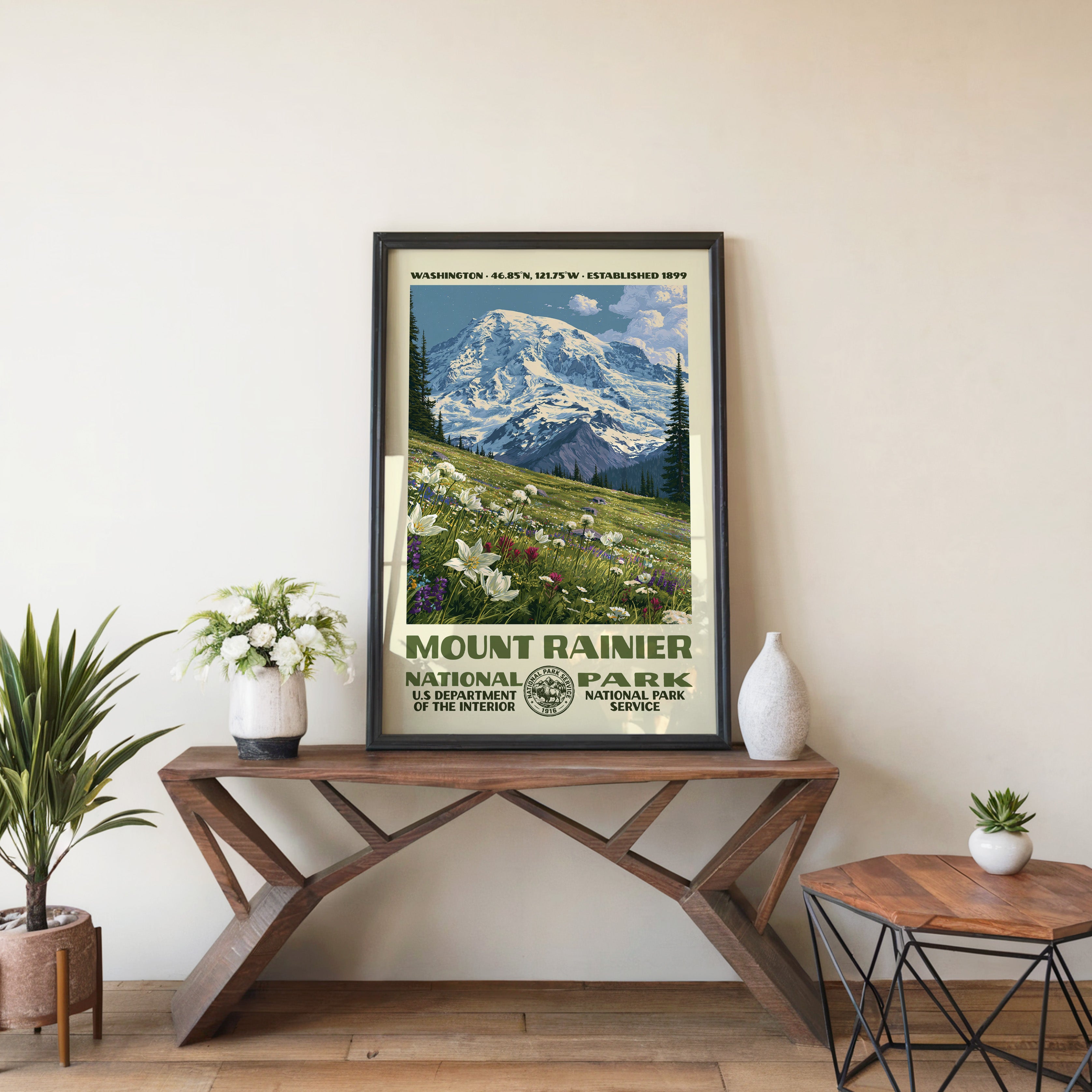 Mount Rainier National Park Vintage WPA Art