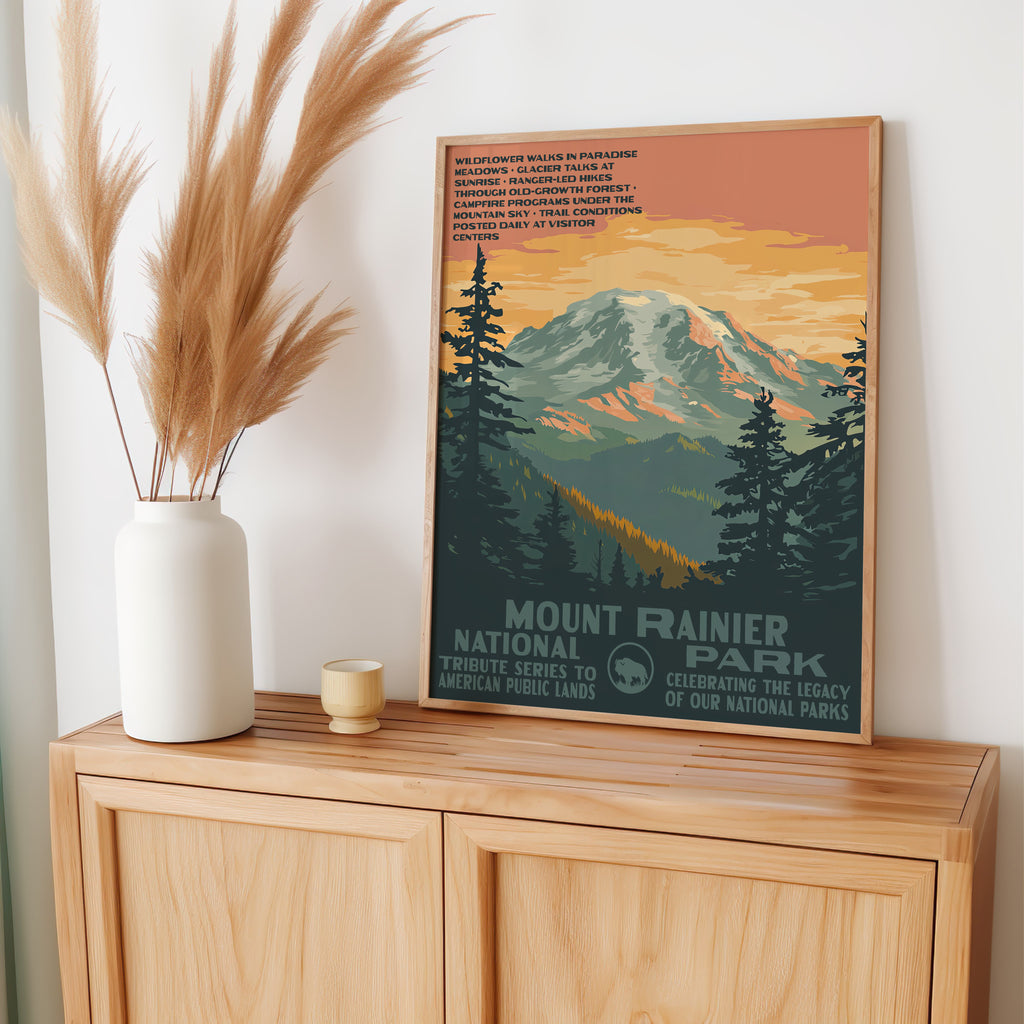 Mount Rainier National Park Vintage WPA Art