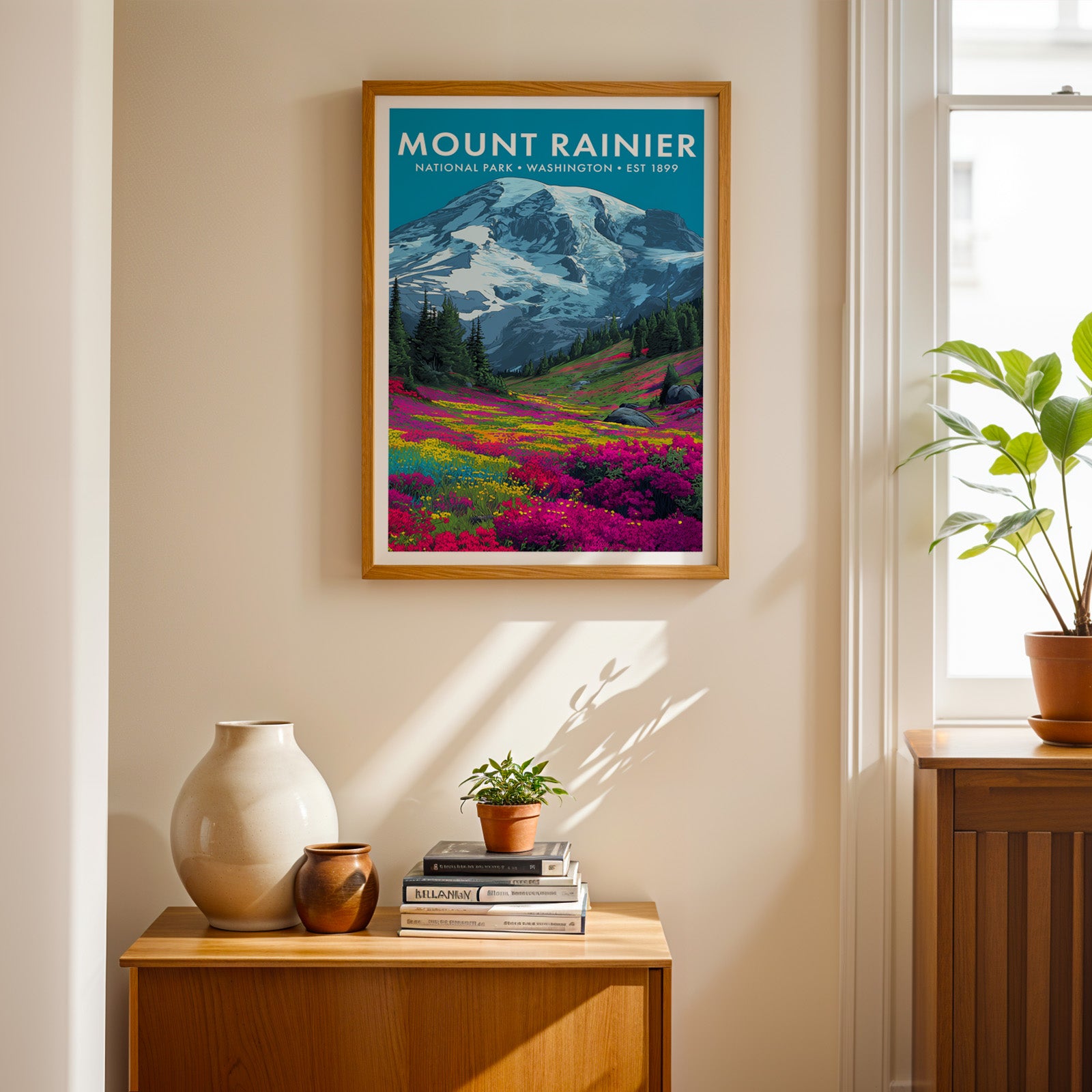 Retro Mount Rainier National Park Print