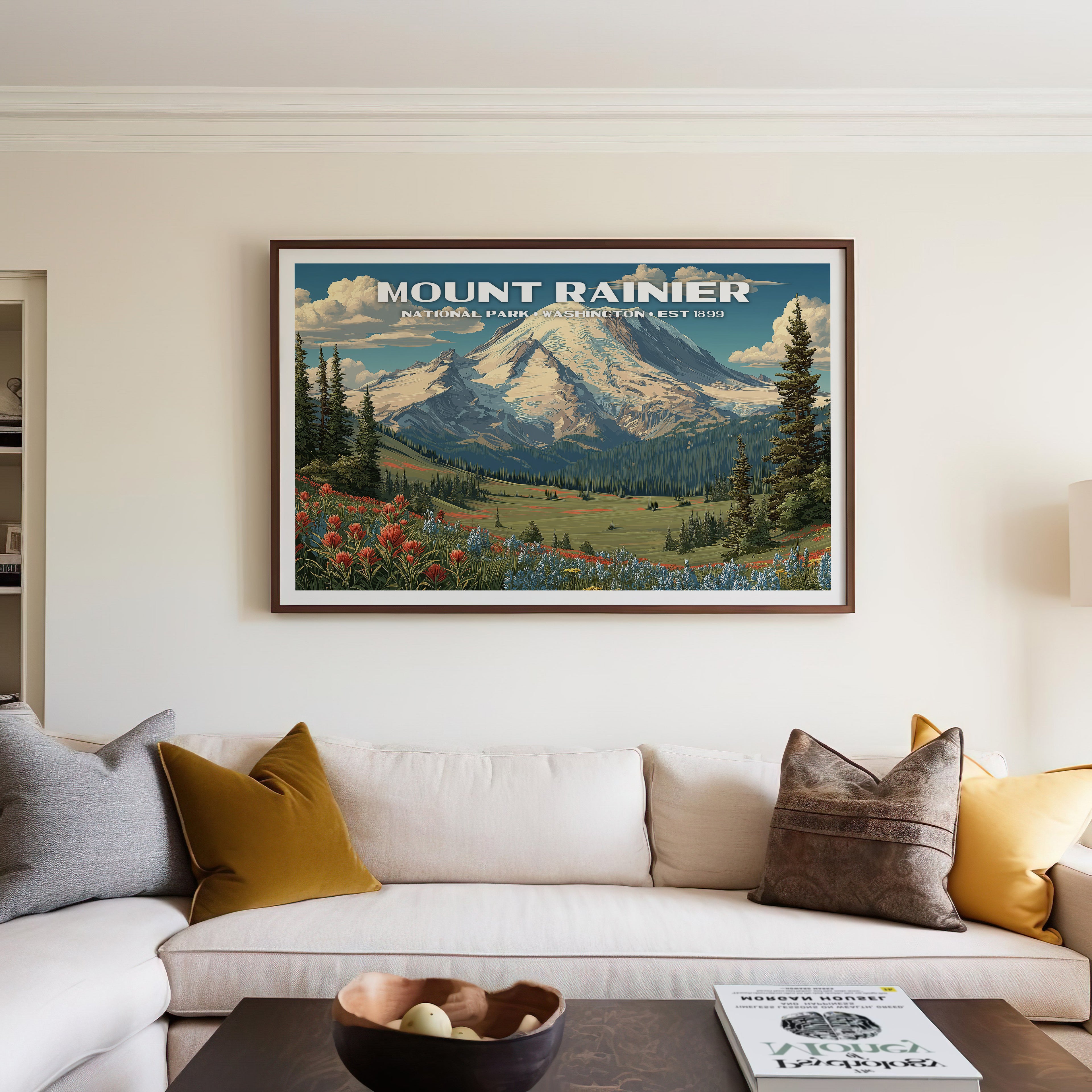 Mount Rainier National Park Horizontal Vintage Art