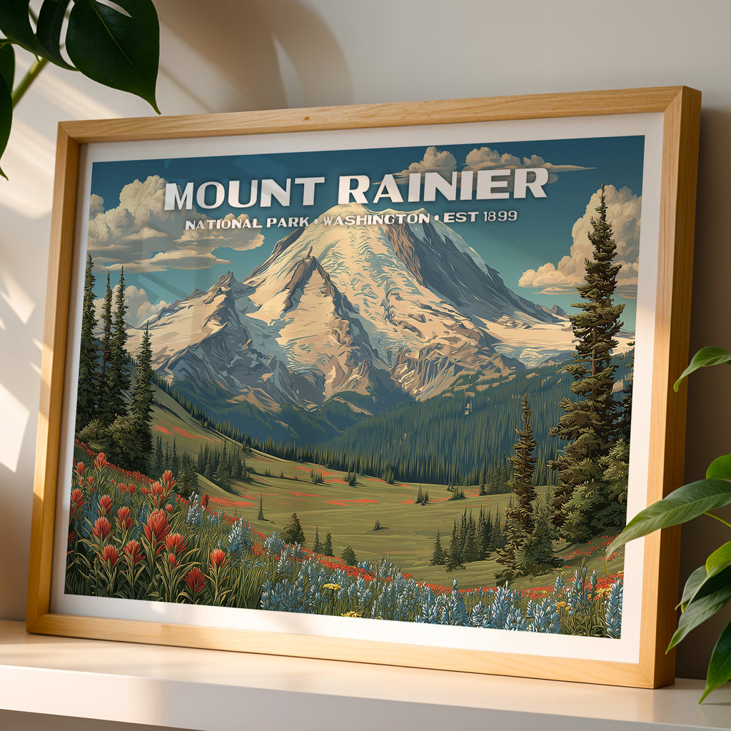 Mount Rainier National Park Horizontal Vintage Art