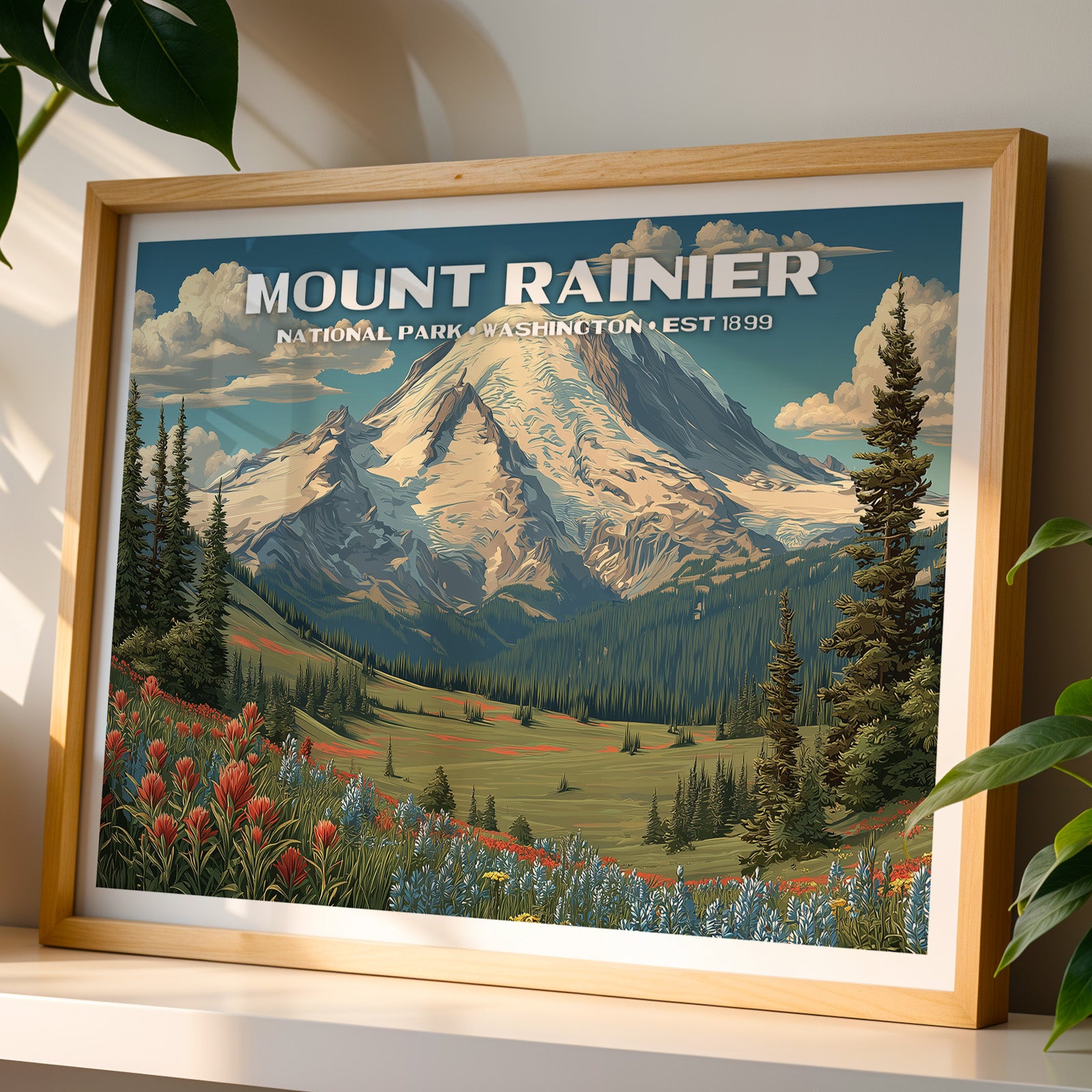 Mount Rainier National Park Horizontal Vintage Art