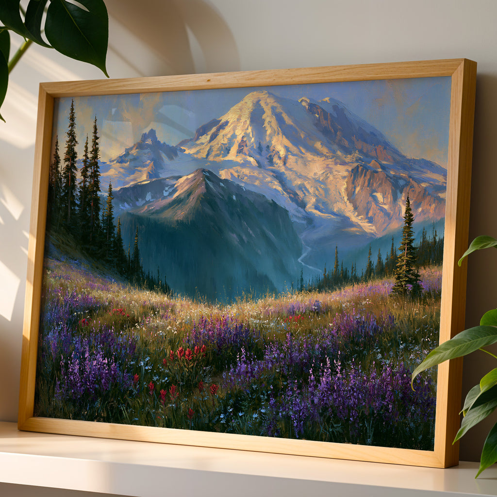 Mount Rainier National Park Classical Oil Painting