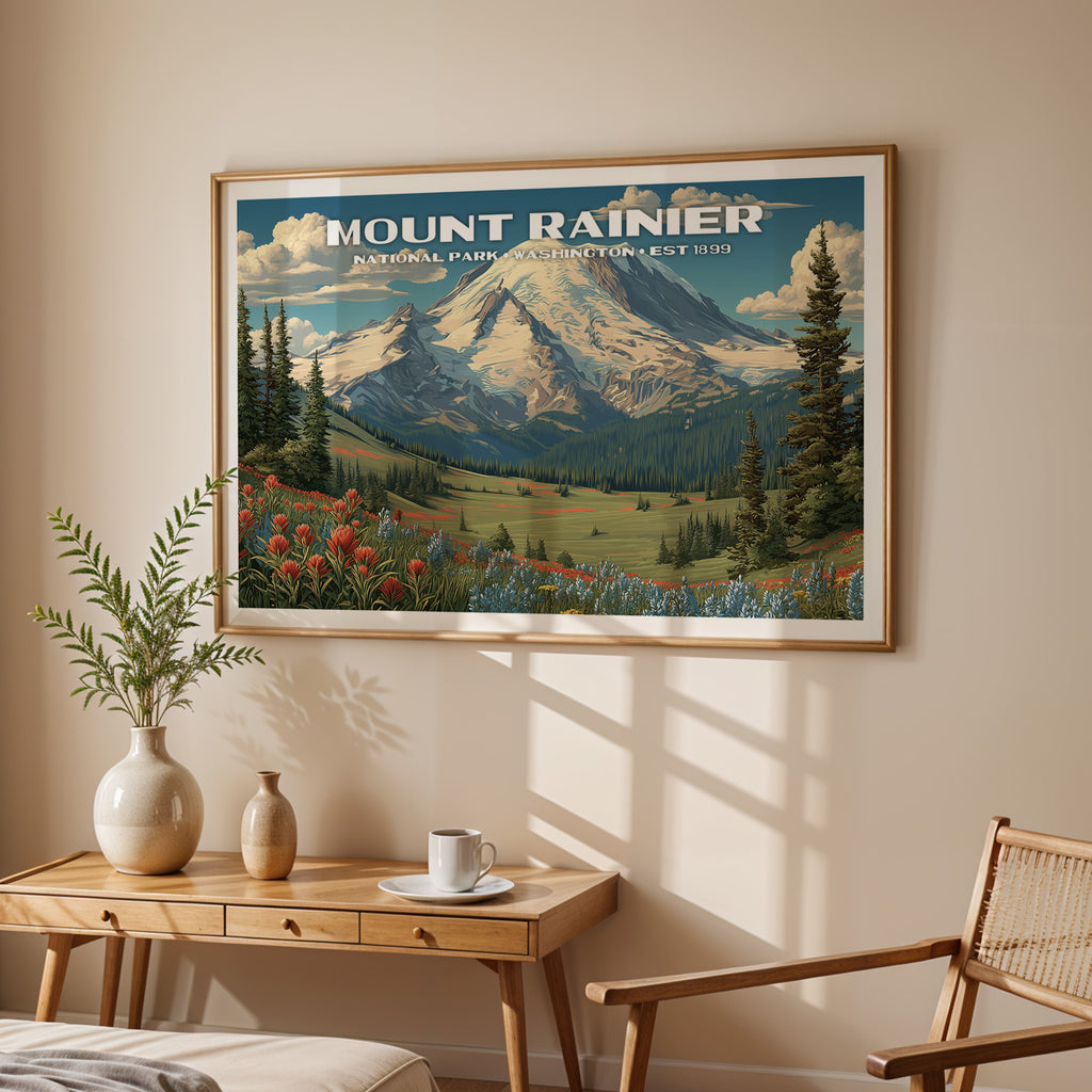 Mount Rainier National Park Horizontal Vintage Art