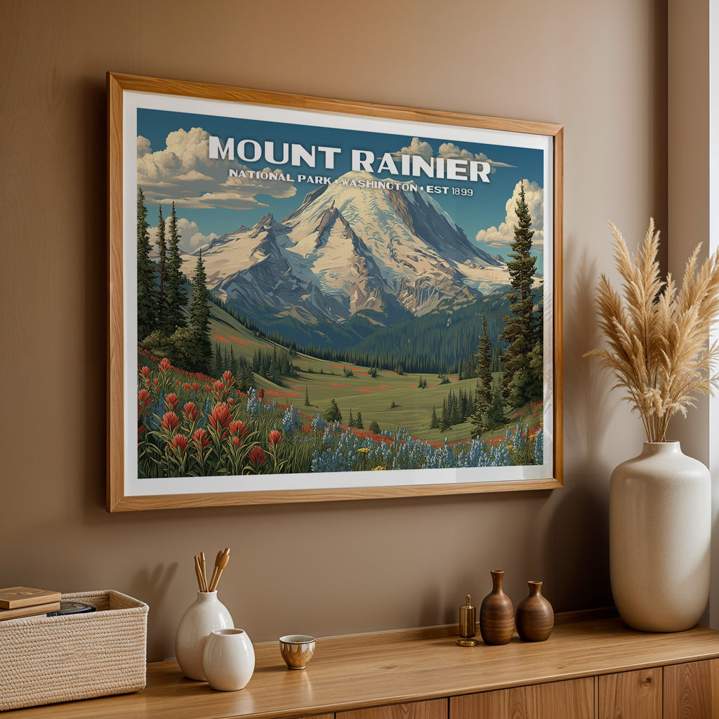 Mount Rainier National Park Horizontal Vintage Art