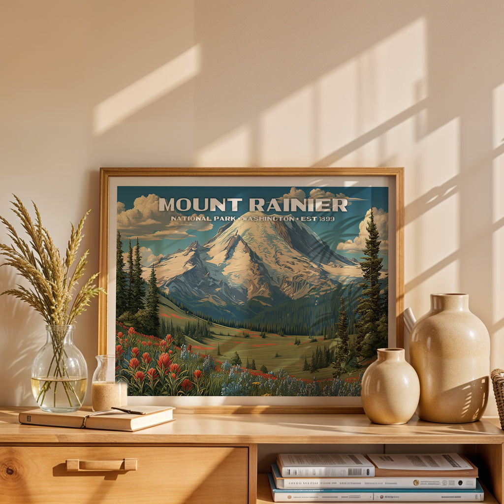 Mount Rainier National Park Horizontal Vintage Art