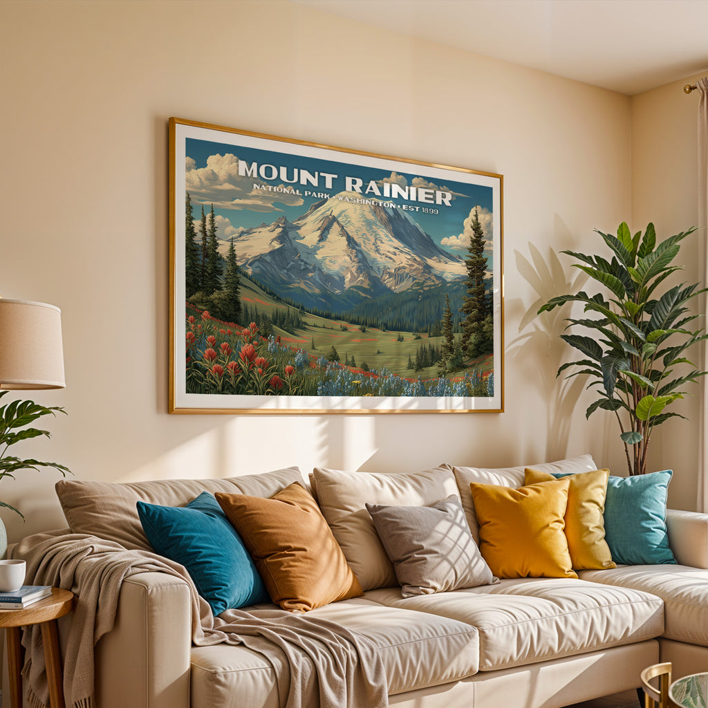 Mount Rainier National Park Horizontal Vintage Art