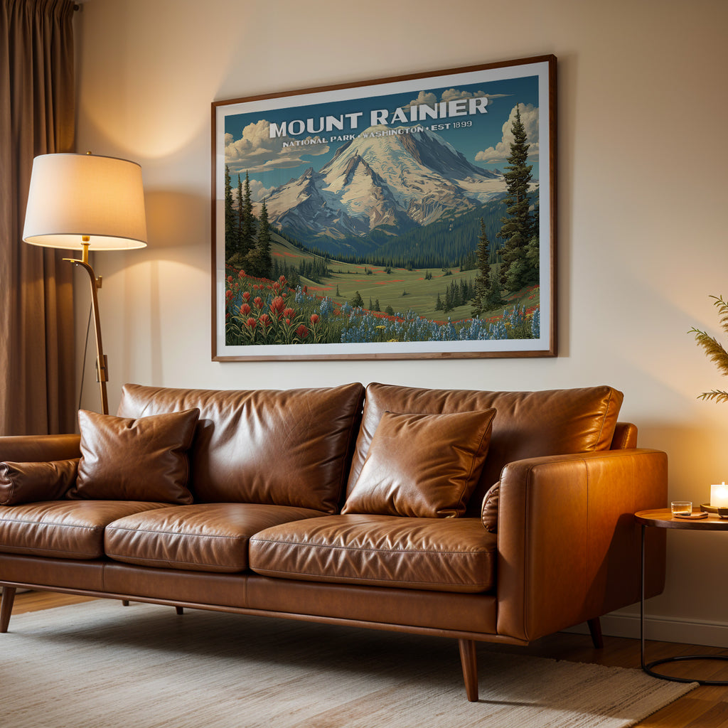 Mount Rainier National Park Horizontal Vintage Art
