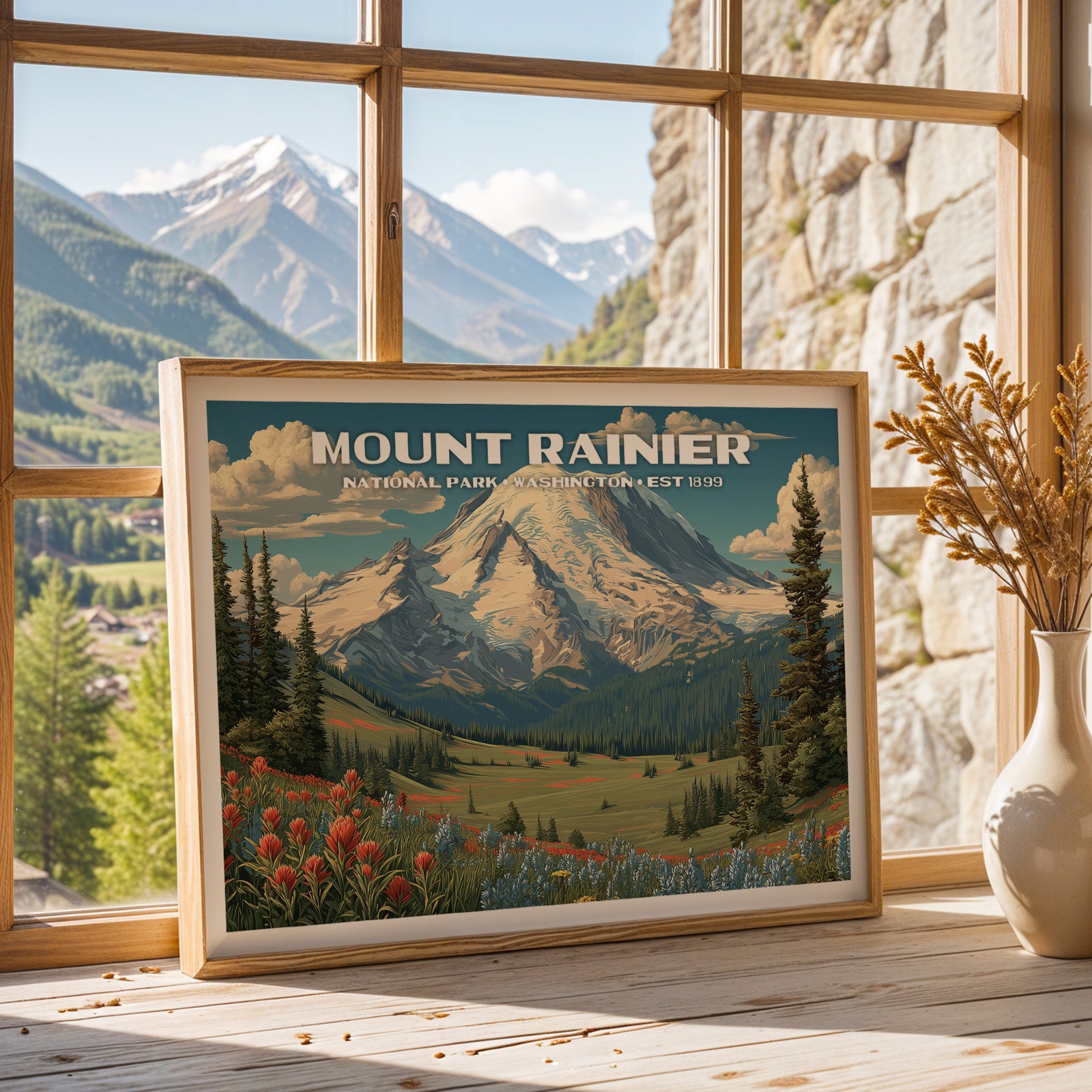 Mount Rainier National Park Horizontal Vintage Art