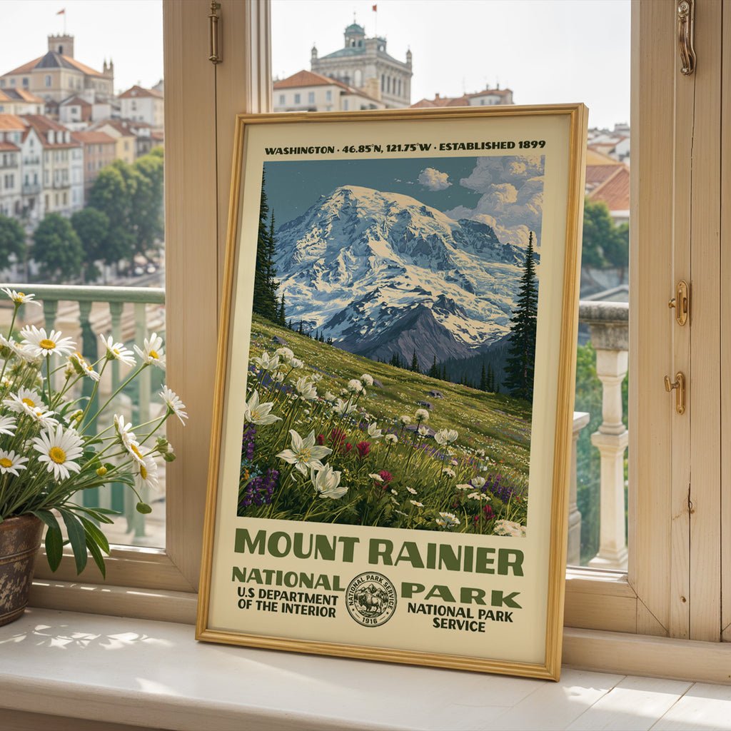 Mount Rainier National Park Vintage WPA Art