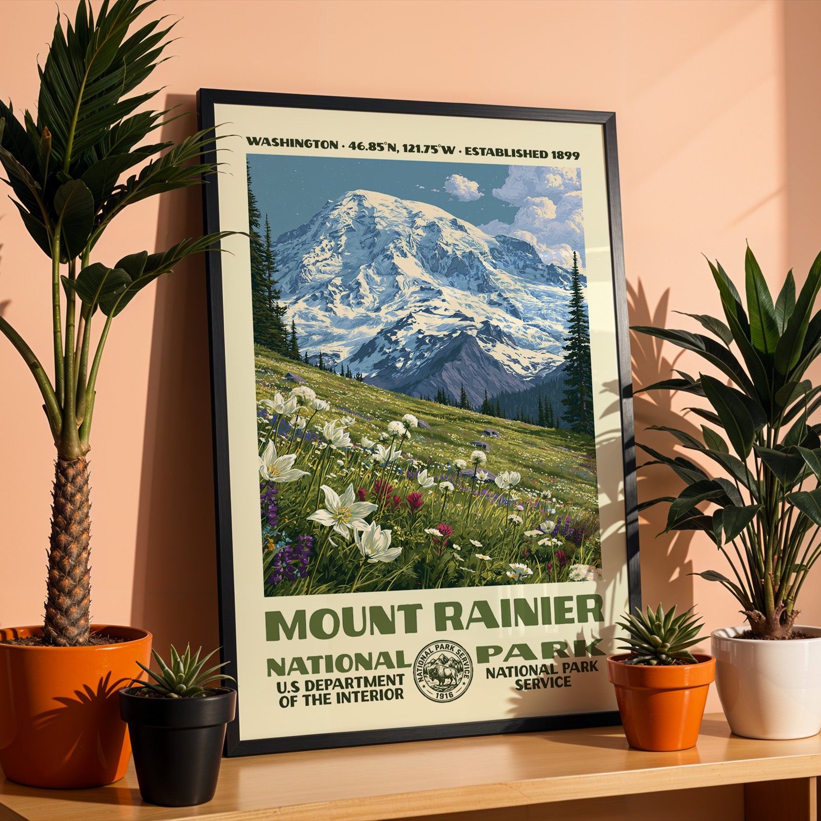 Mount Rainier National Park Vintage WPA Art