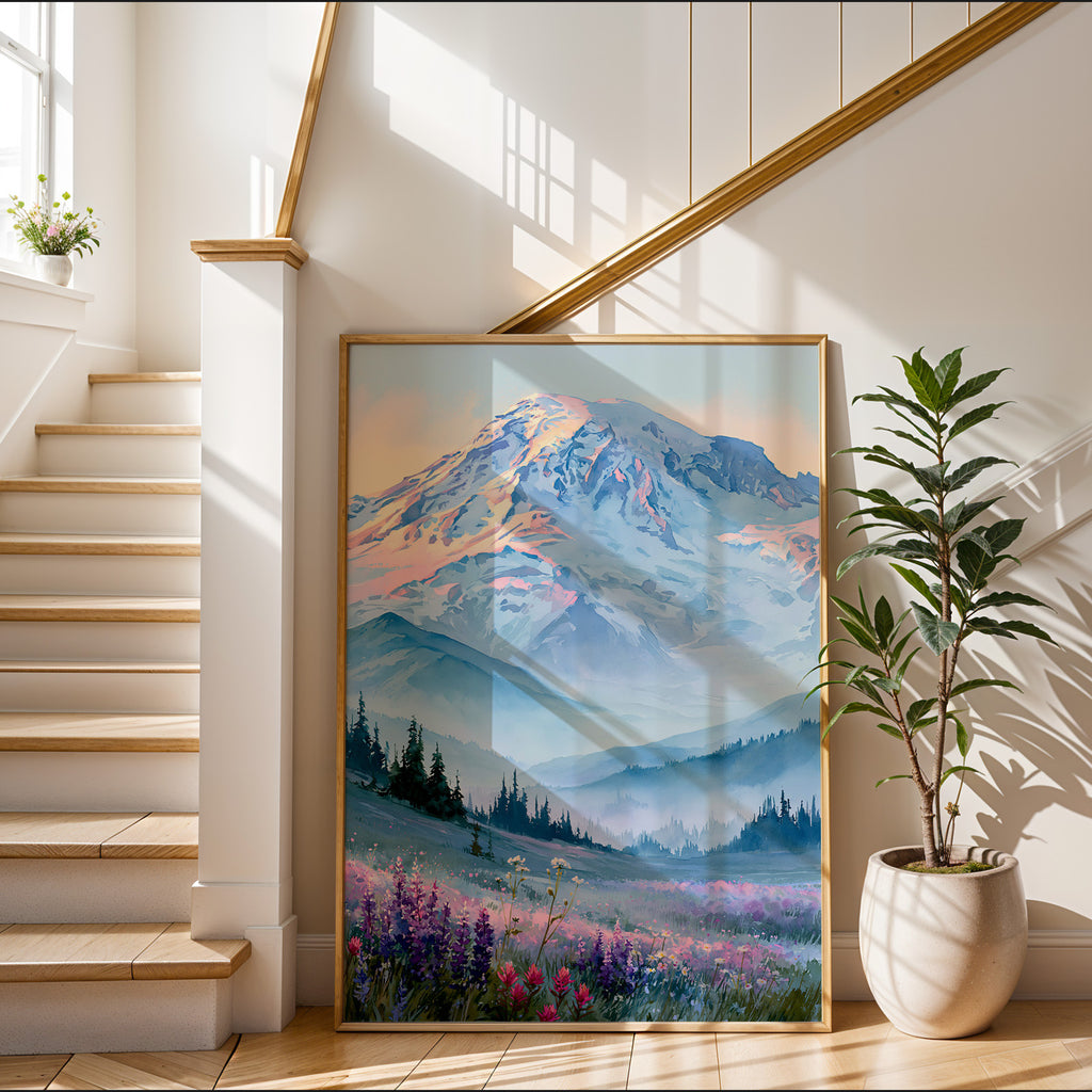 Mount Rainier National Park Watercolor Art