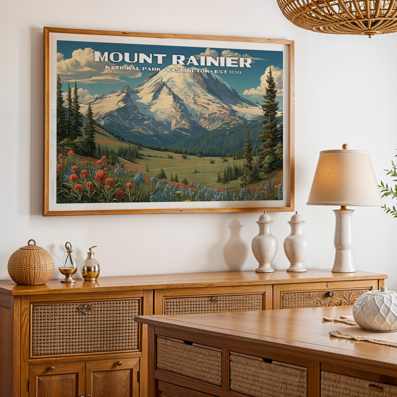 Mount Rainier National Park Horizontal Vintage Art
